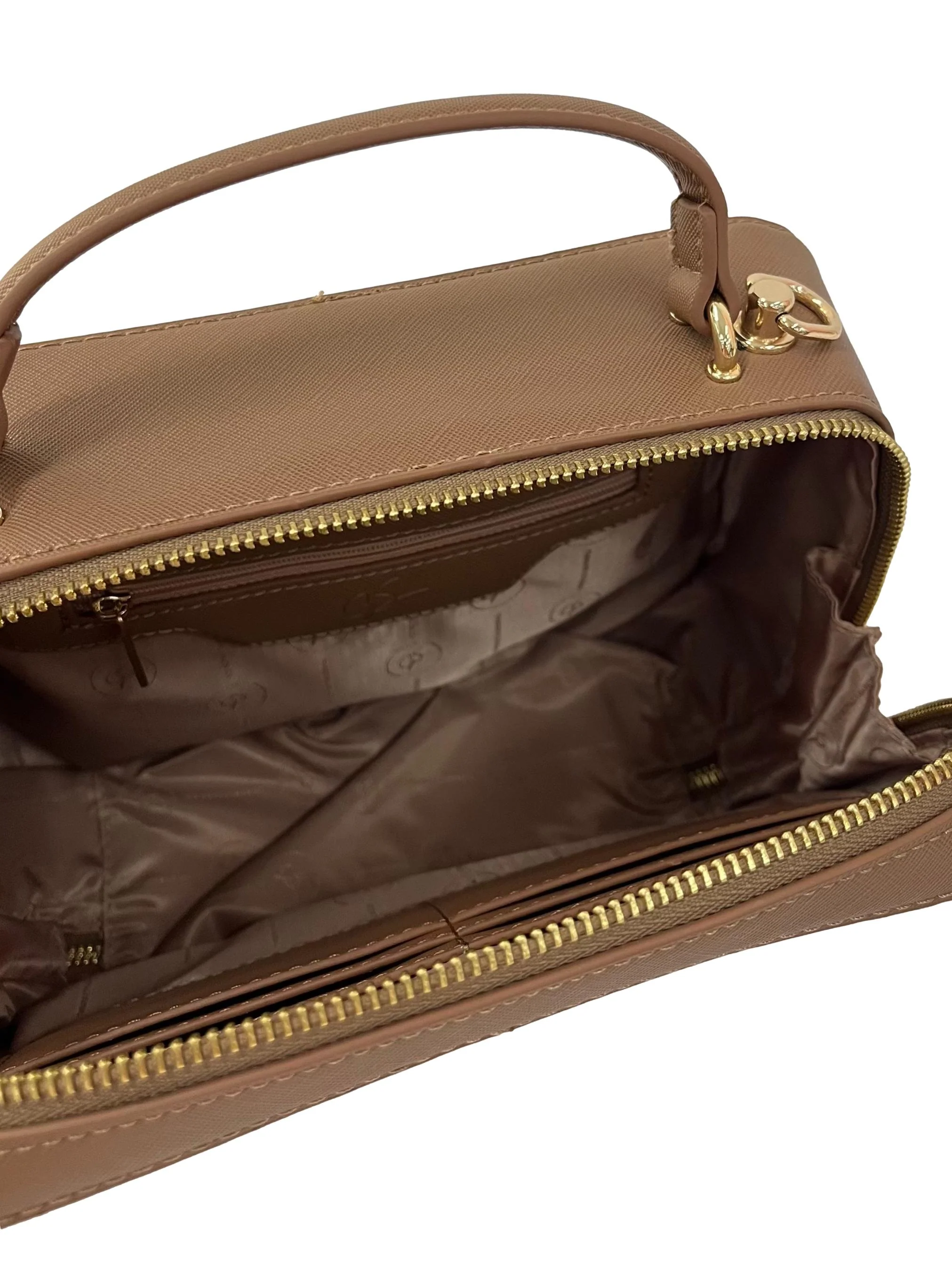 Brown Boxy Top Handle Bag With Detachable Crossbody Strap - Image 3