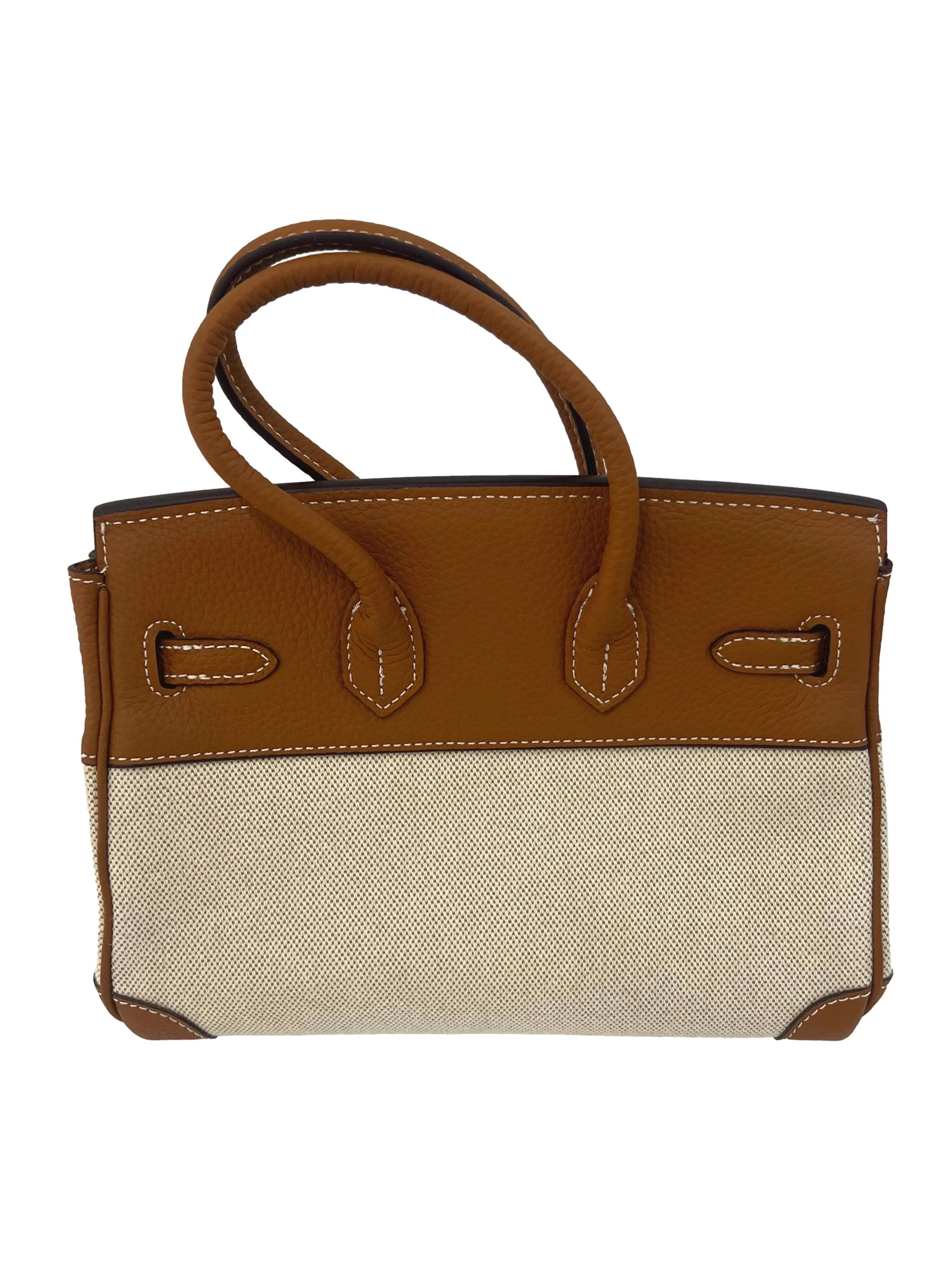 Brown Canvas Leather Satchel - Image 2
