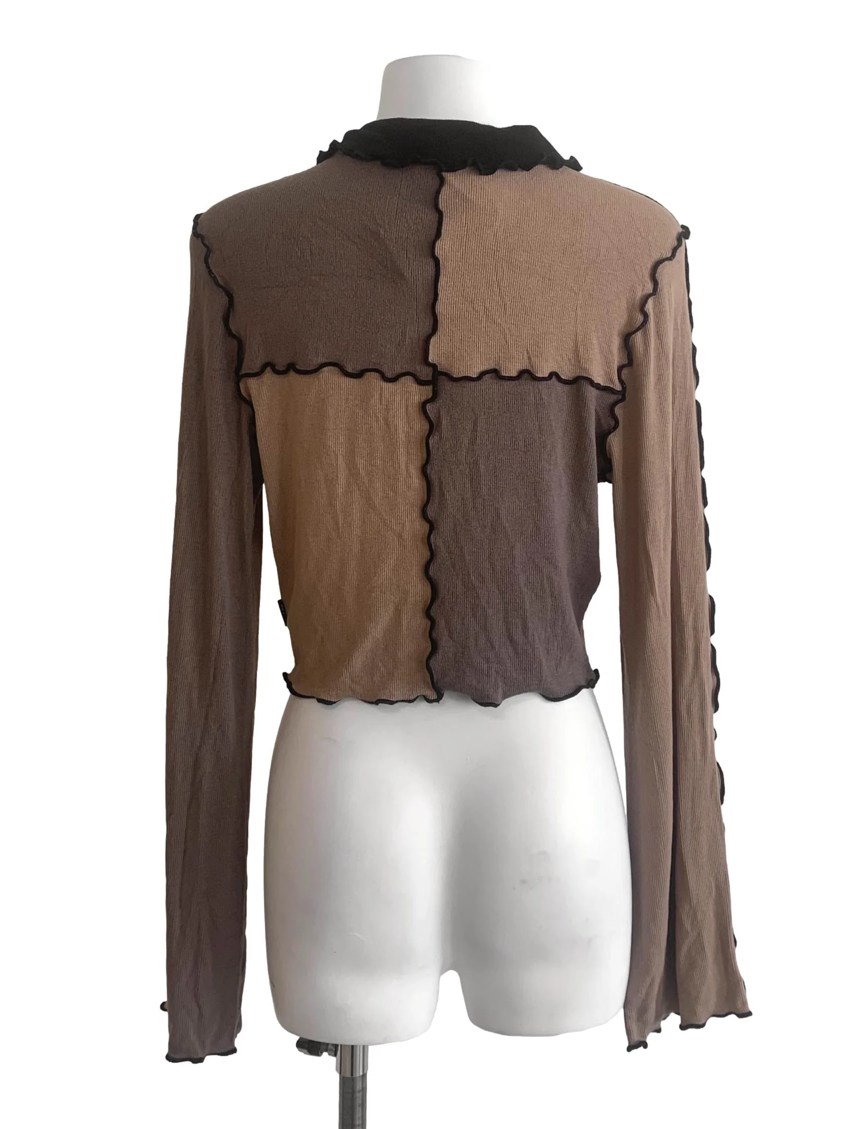 Brown Collared Crop Top - Image 2