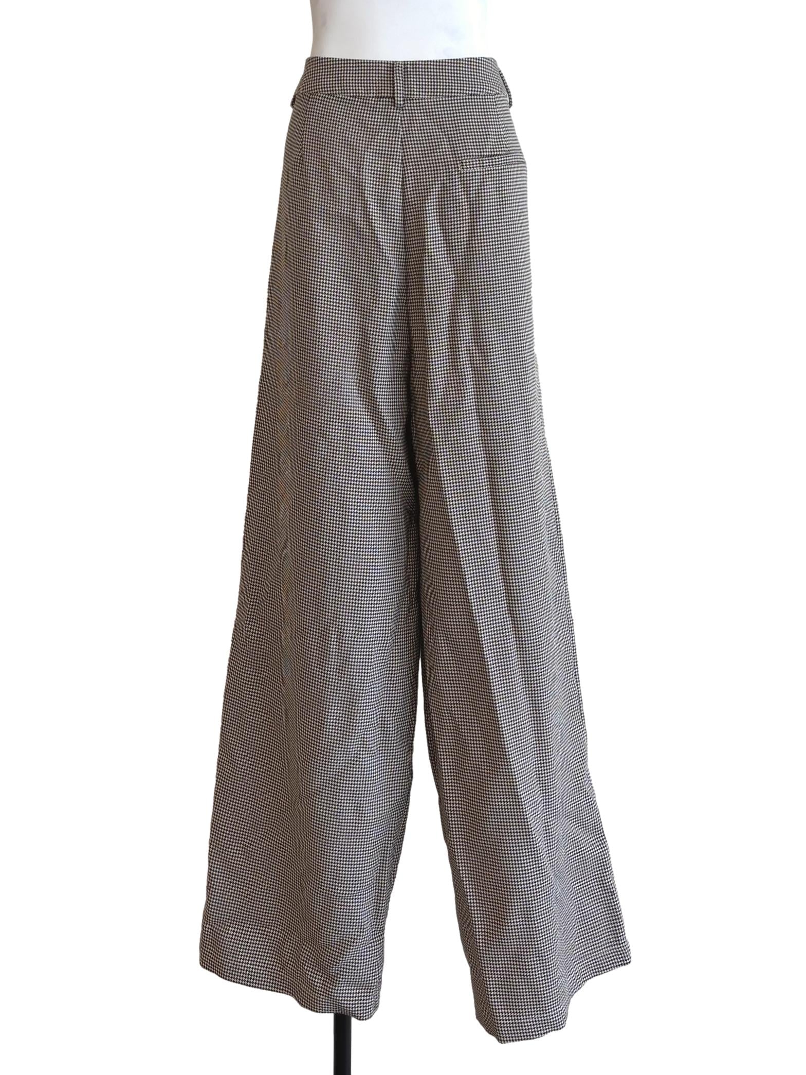 Brown Houndstooth Wide Leg Pants - Image 2