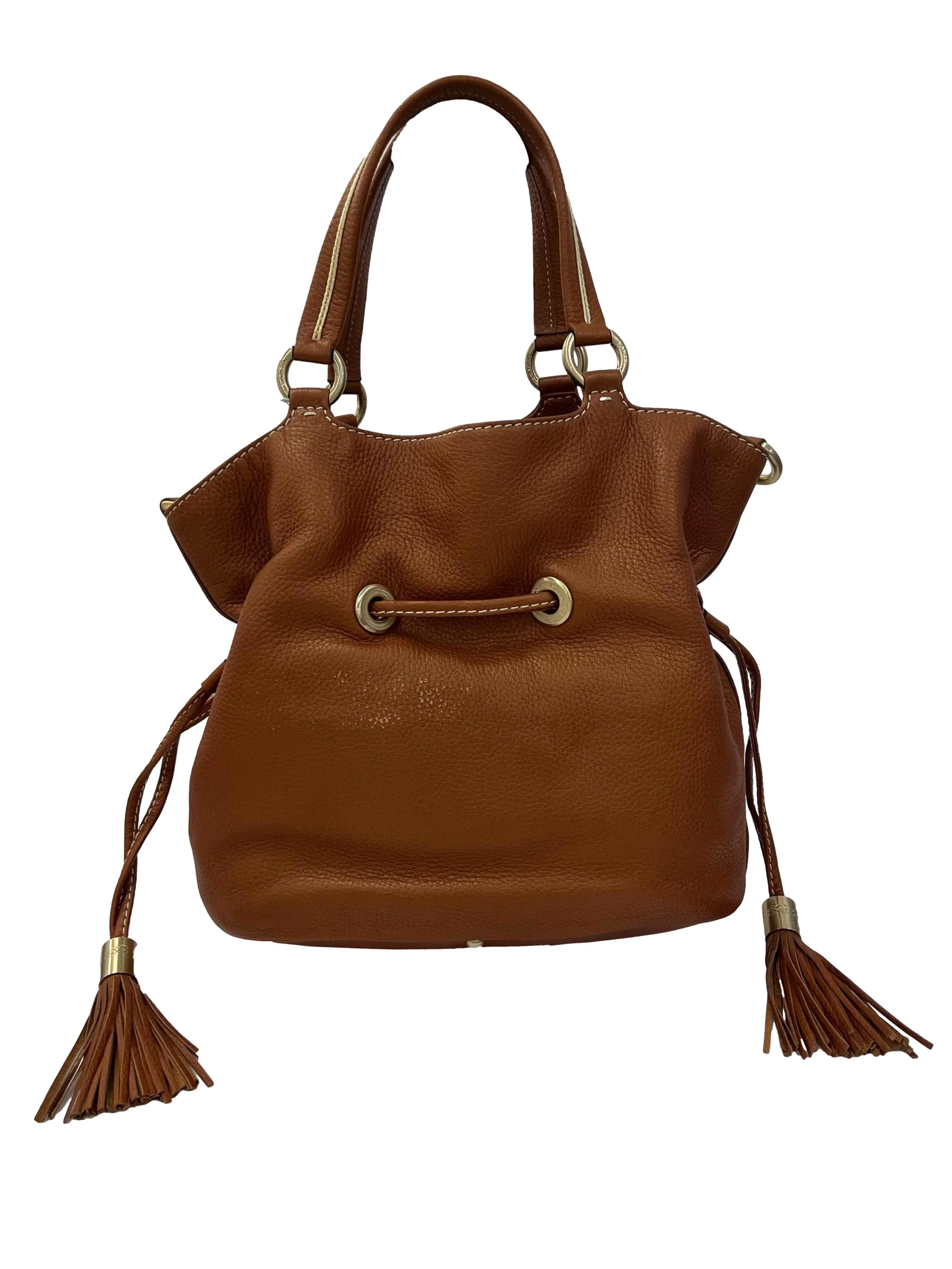 Brown Medium Premier Flirt Leather Bucket Bag - Image 4