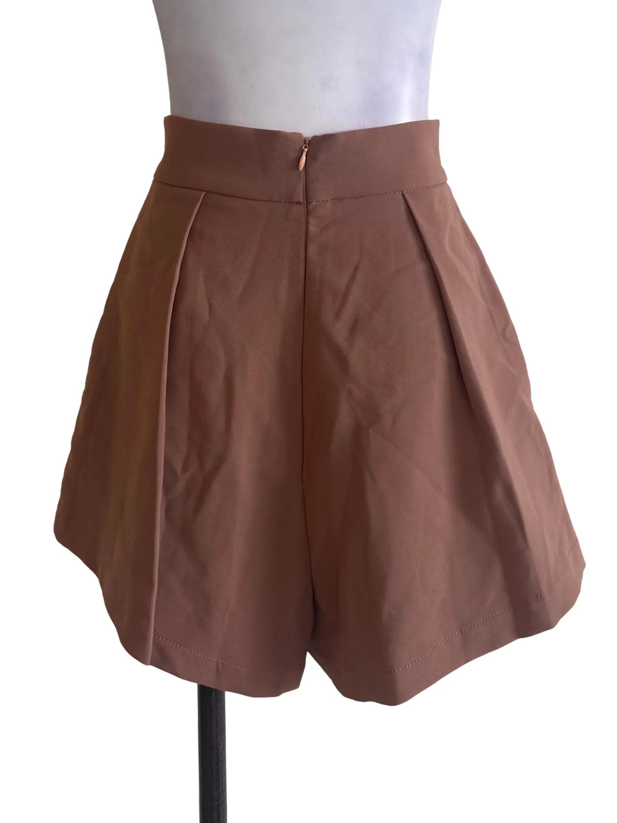 Brown Pleated Shorts - Image 2
