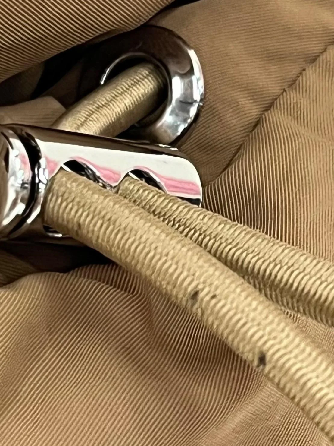 Brown Puffer Backpack With Drawstring Details - Image 3