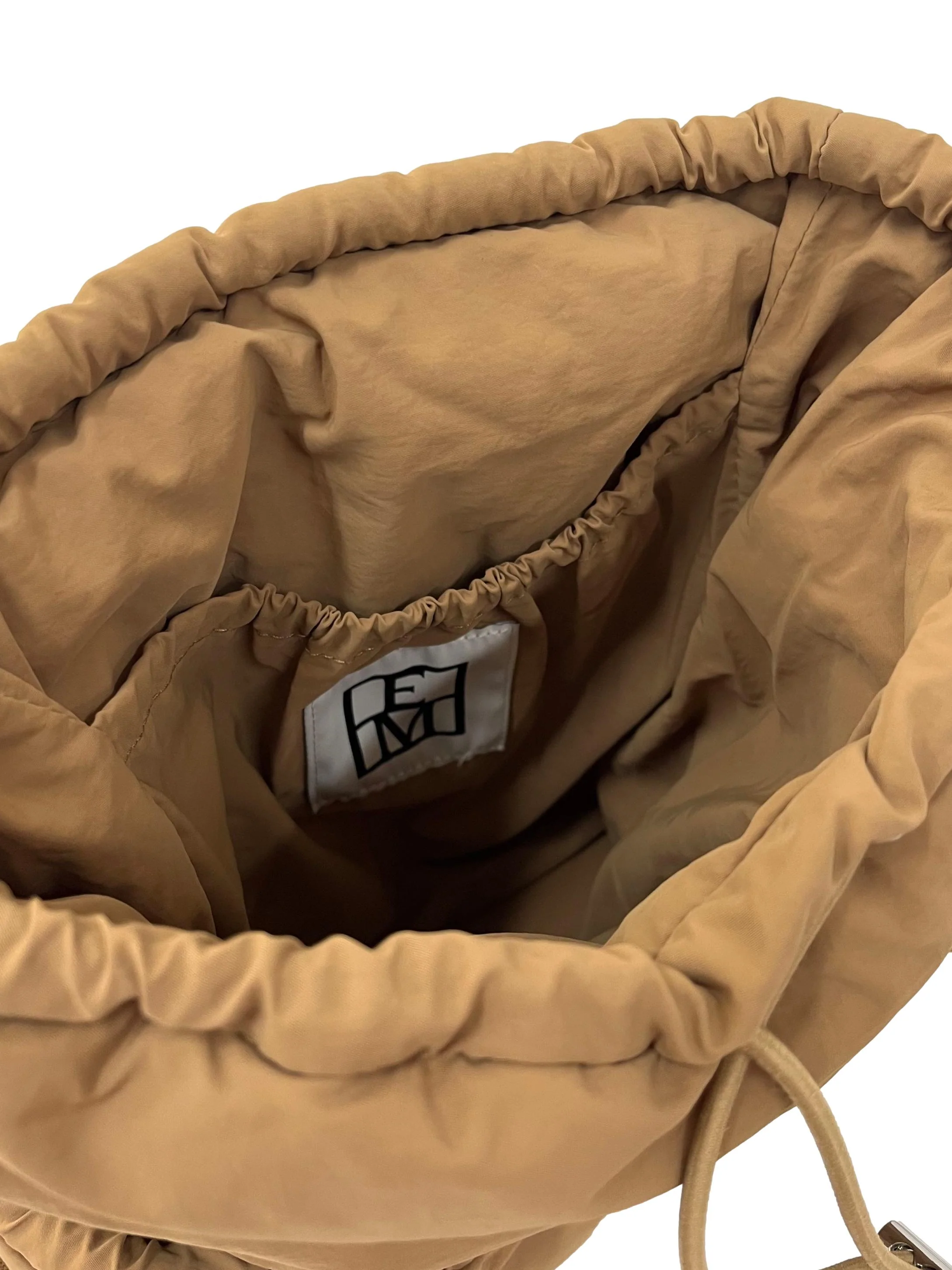 Brown Puffer Backpack With Drawstring Details - Image 5
