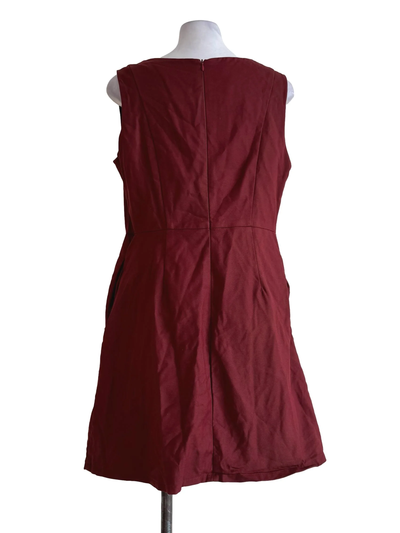 Brown Red Sleeveless Aline Dress - Image 2