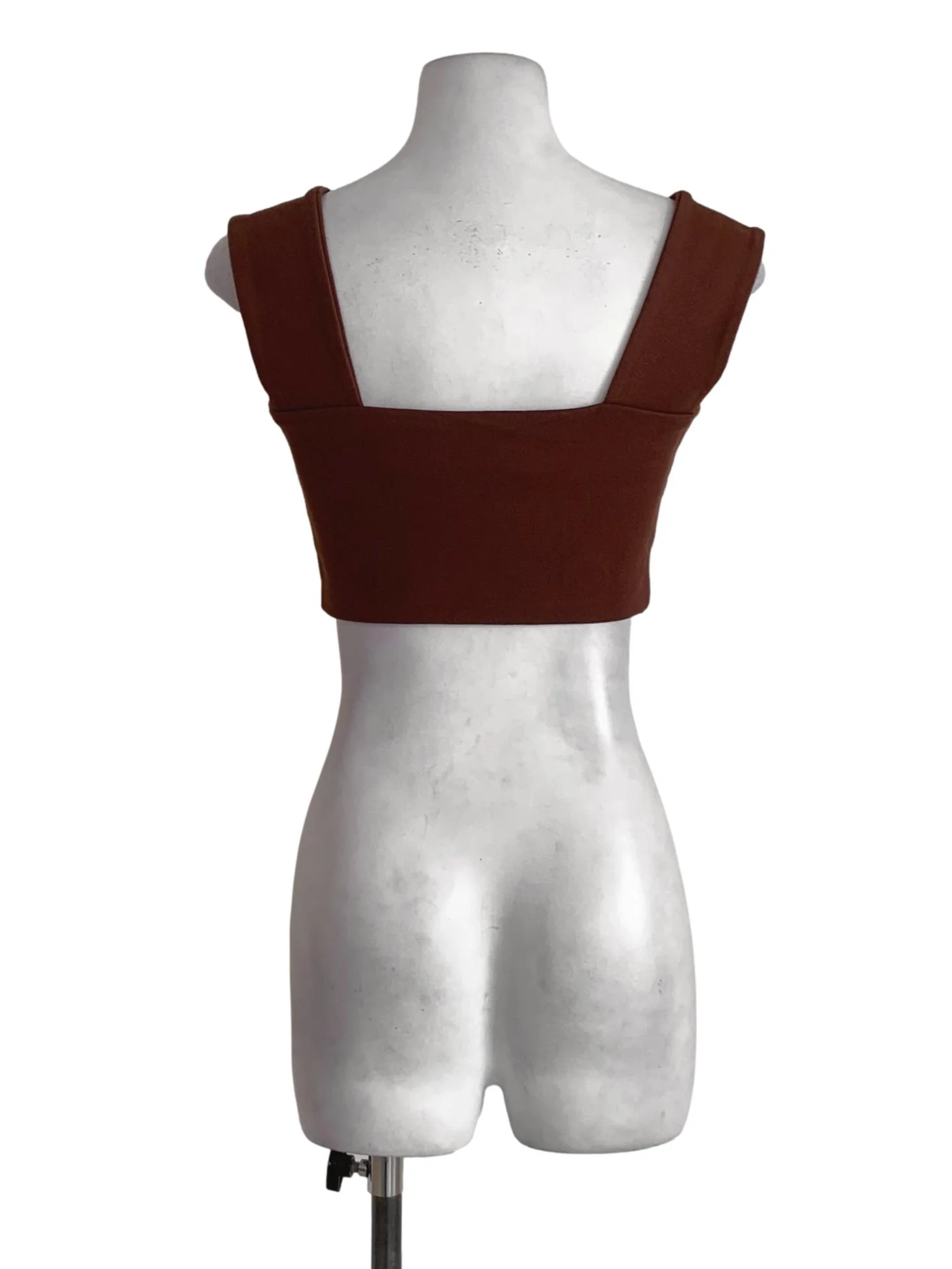 Brown Square Neckline Cropped Top LB - Image 2