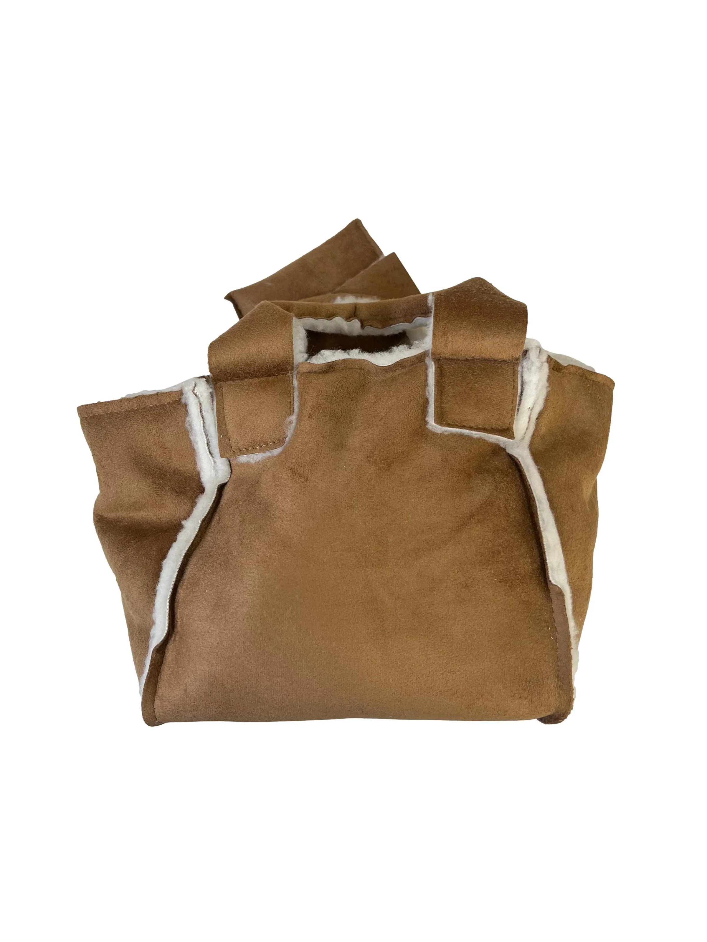Brown Faux Suede Shearling Crossbody - Image 2