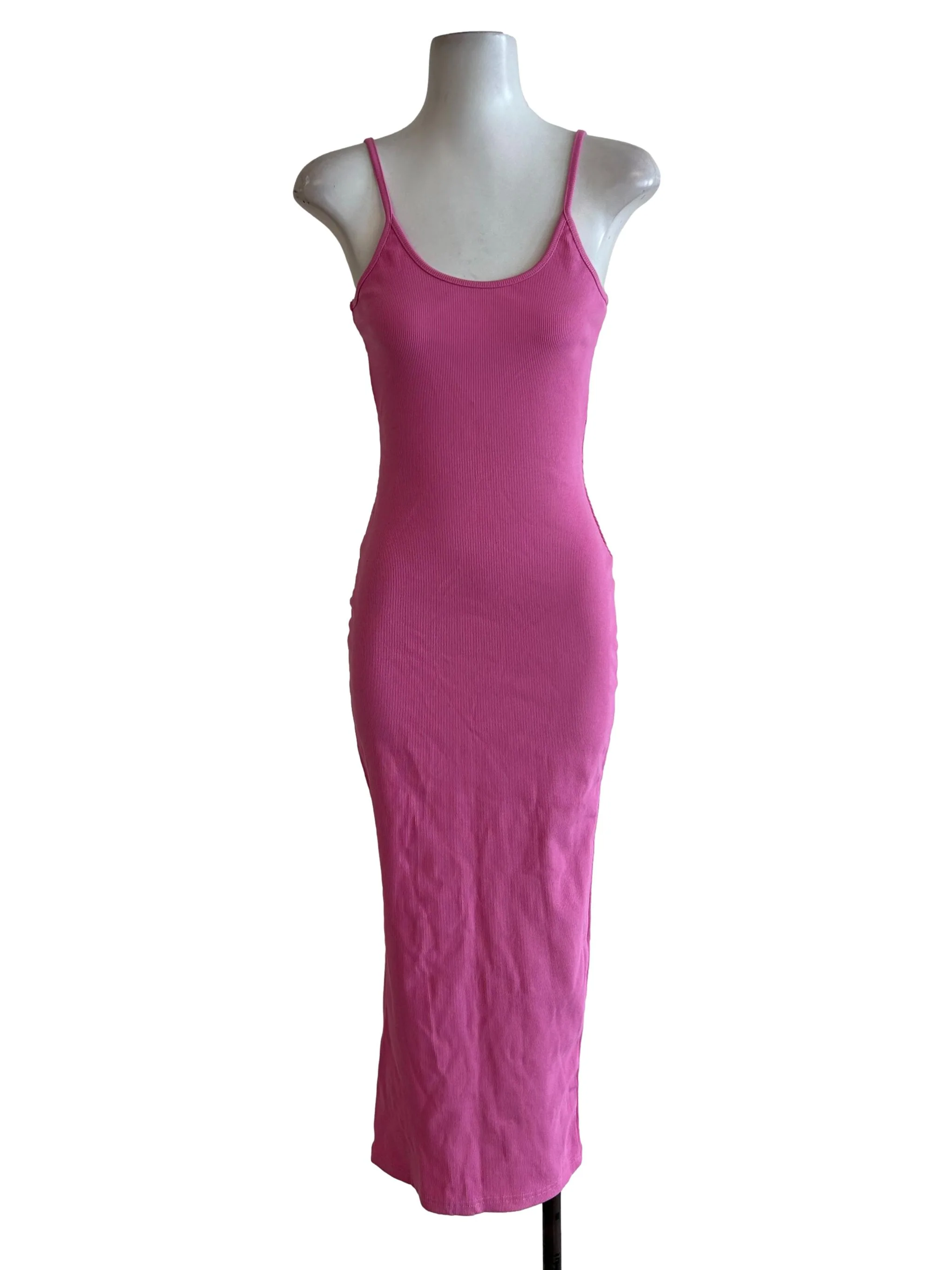 Bubblegum Pink Ribbed Bodycon Dress