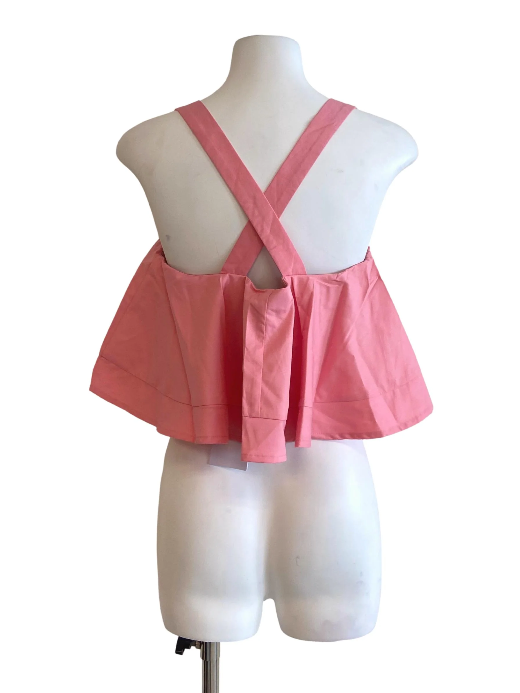 Bubblegum Pink Sleeveless Ruffle Crop Top - Image 2