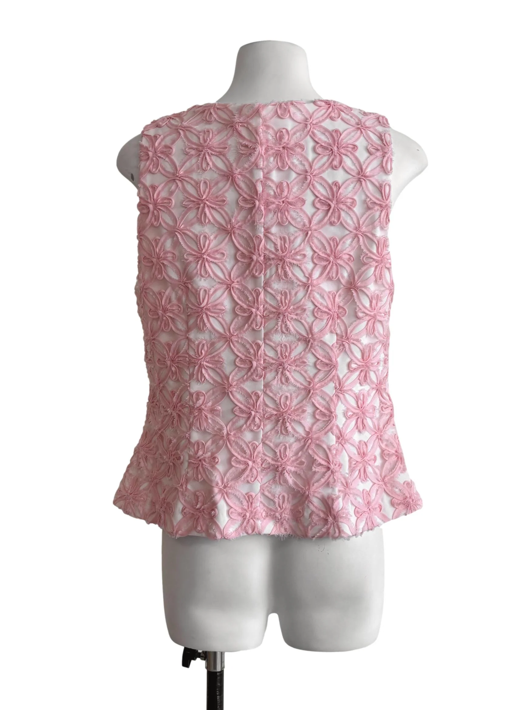 Bubblegum Pink Textured Vest Top LB - Image 2