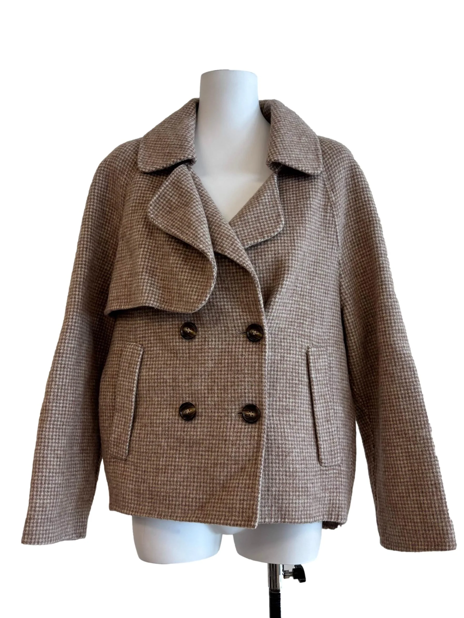 Buff Brown Double Breasted Wool Jacket
