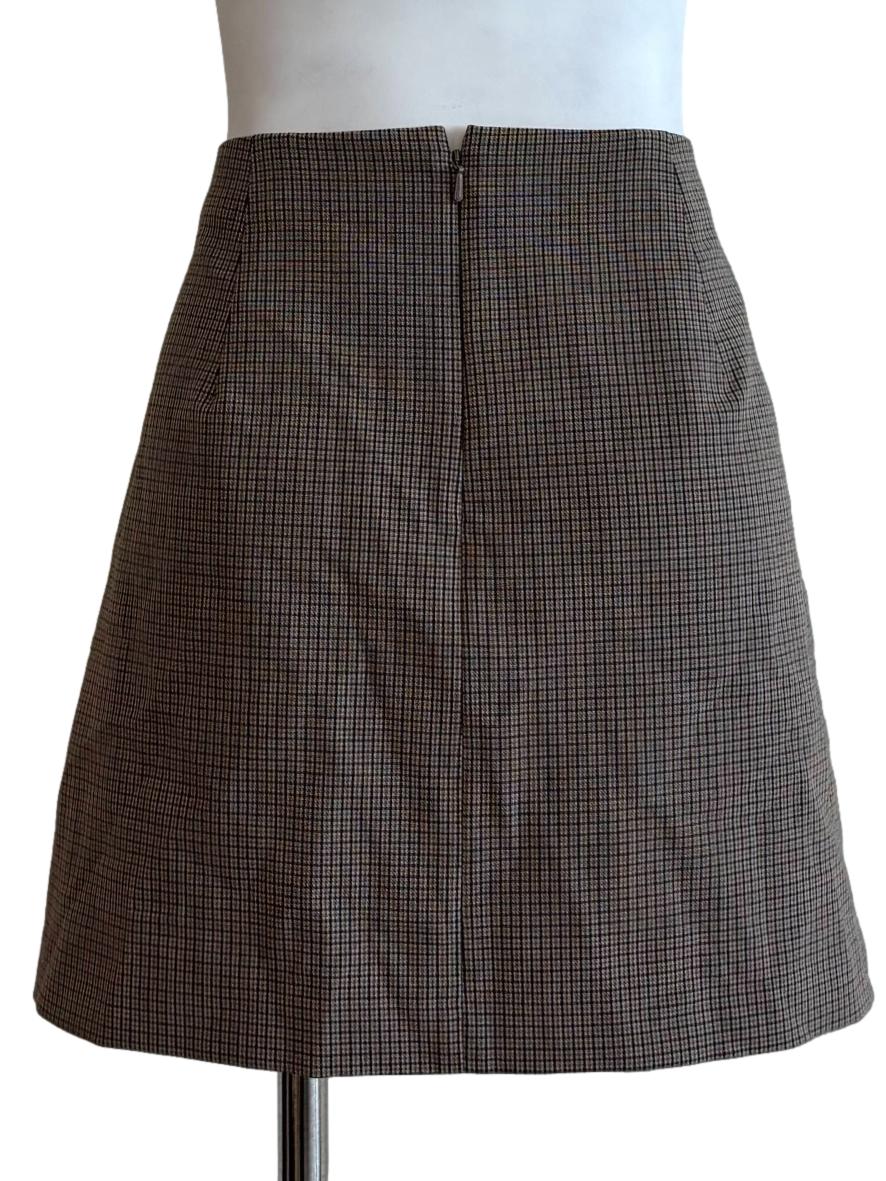 Buff Brown Plaid Mini Skirt - Image 2