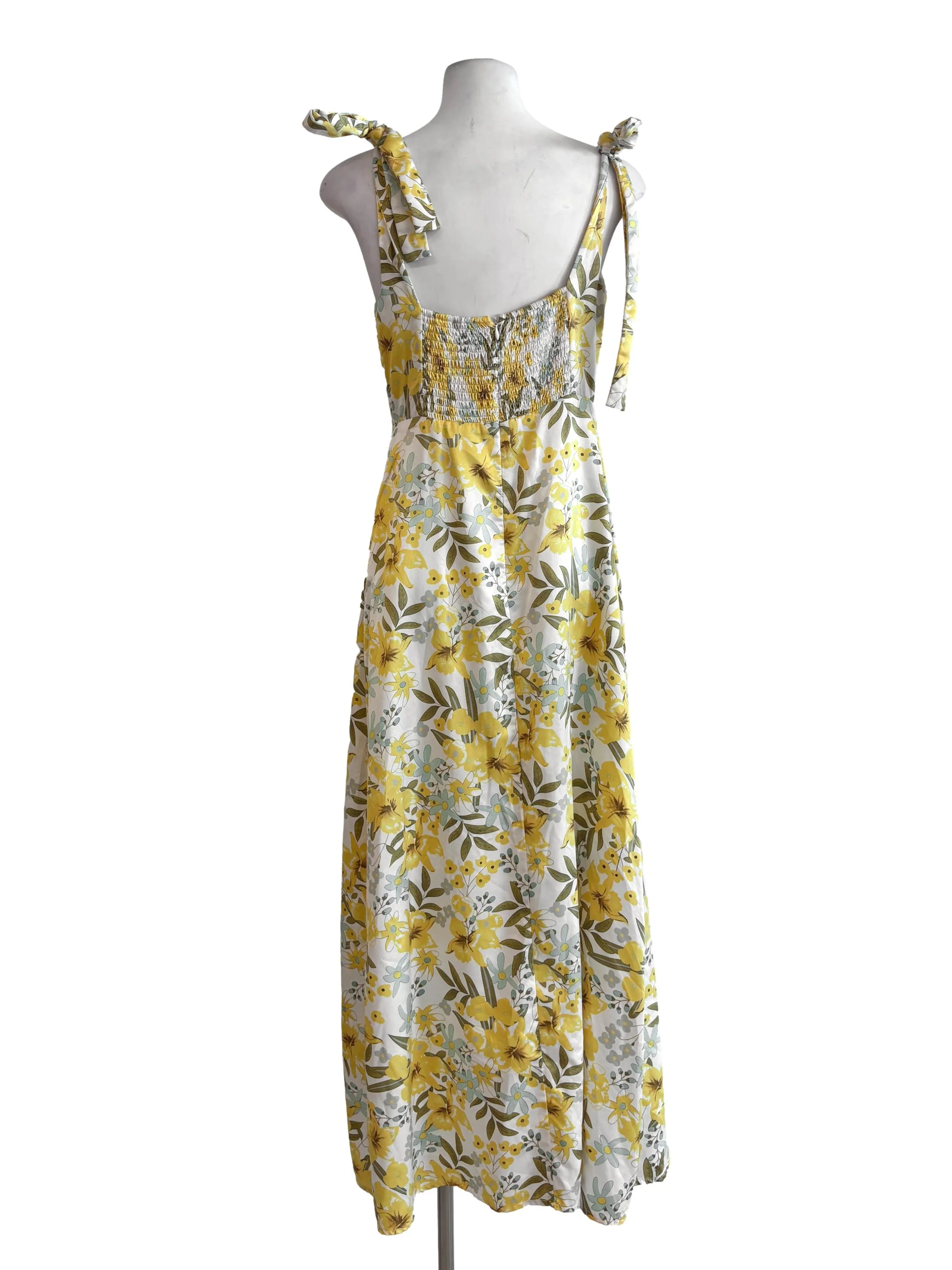 Butter Yellow Floral A-Line Dress - Image 2