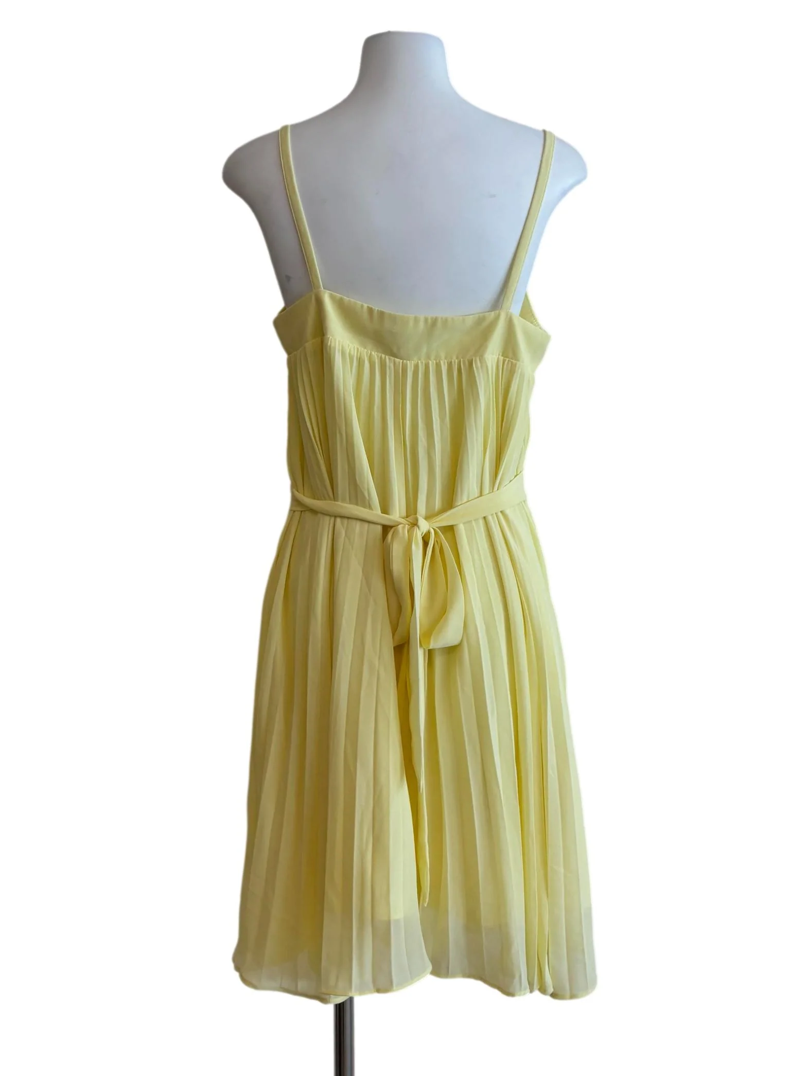 Butter Yellow Pleated Sleeveless Dress - Image 2
