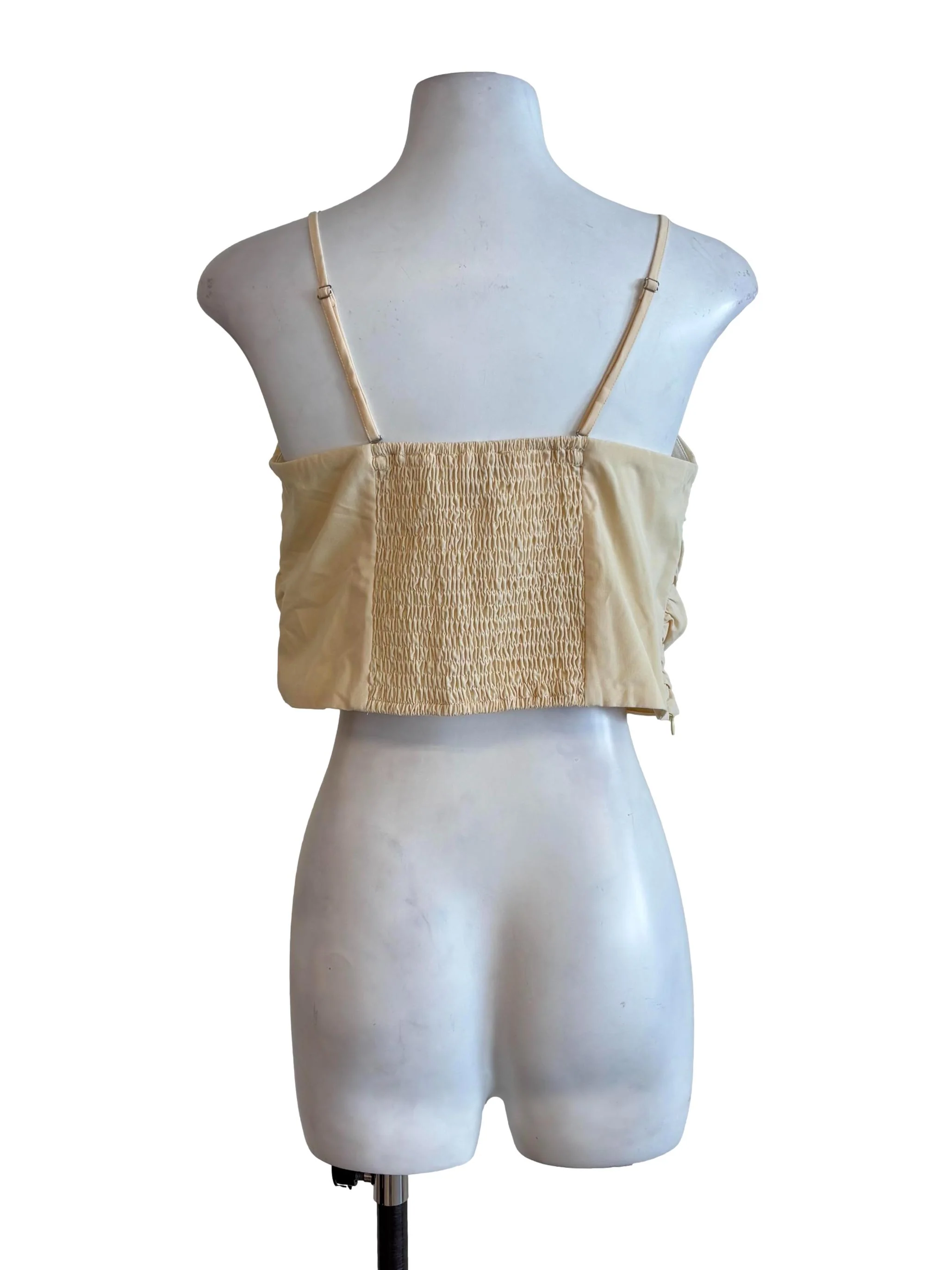Butter Yellow Scrunched Padded Crop Tank - Image 2