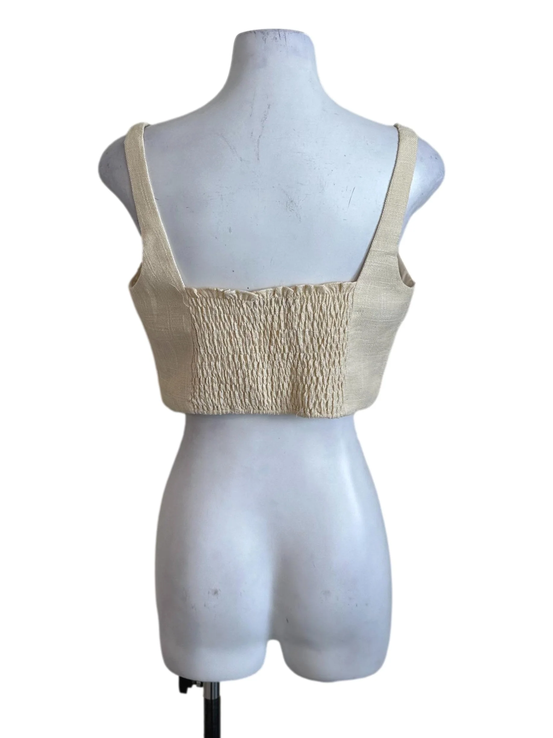 Butter Yellow Textured V Neck Top - Image 2