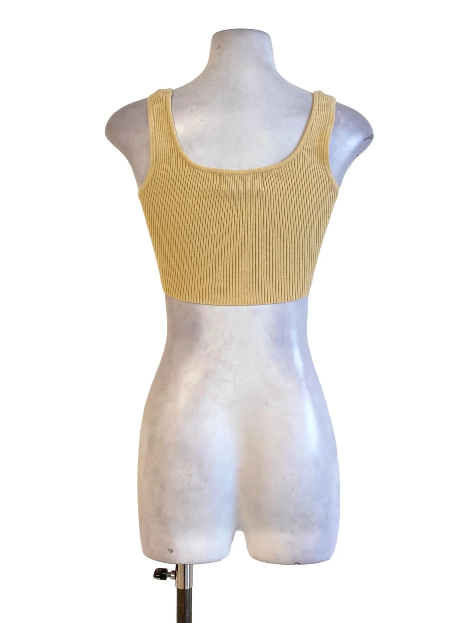 Buttermilk Yellow Knitted Fit Cropped Top YHF - Image 2