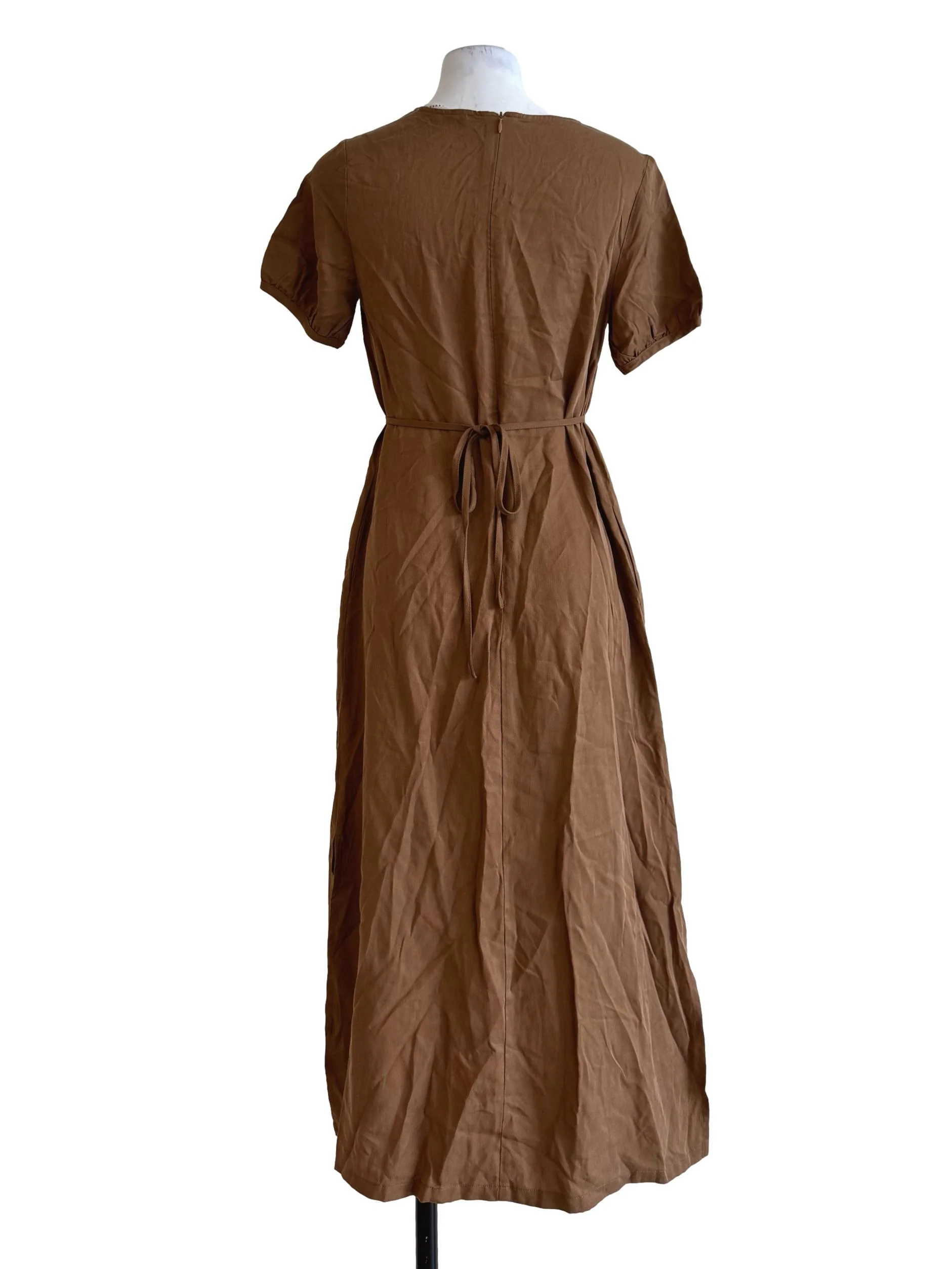 Camel Brown Round Neck Dress - Image 2