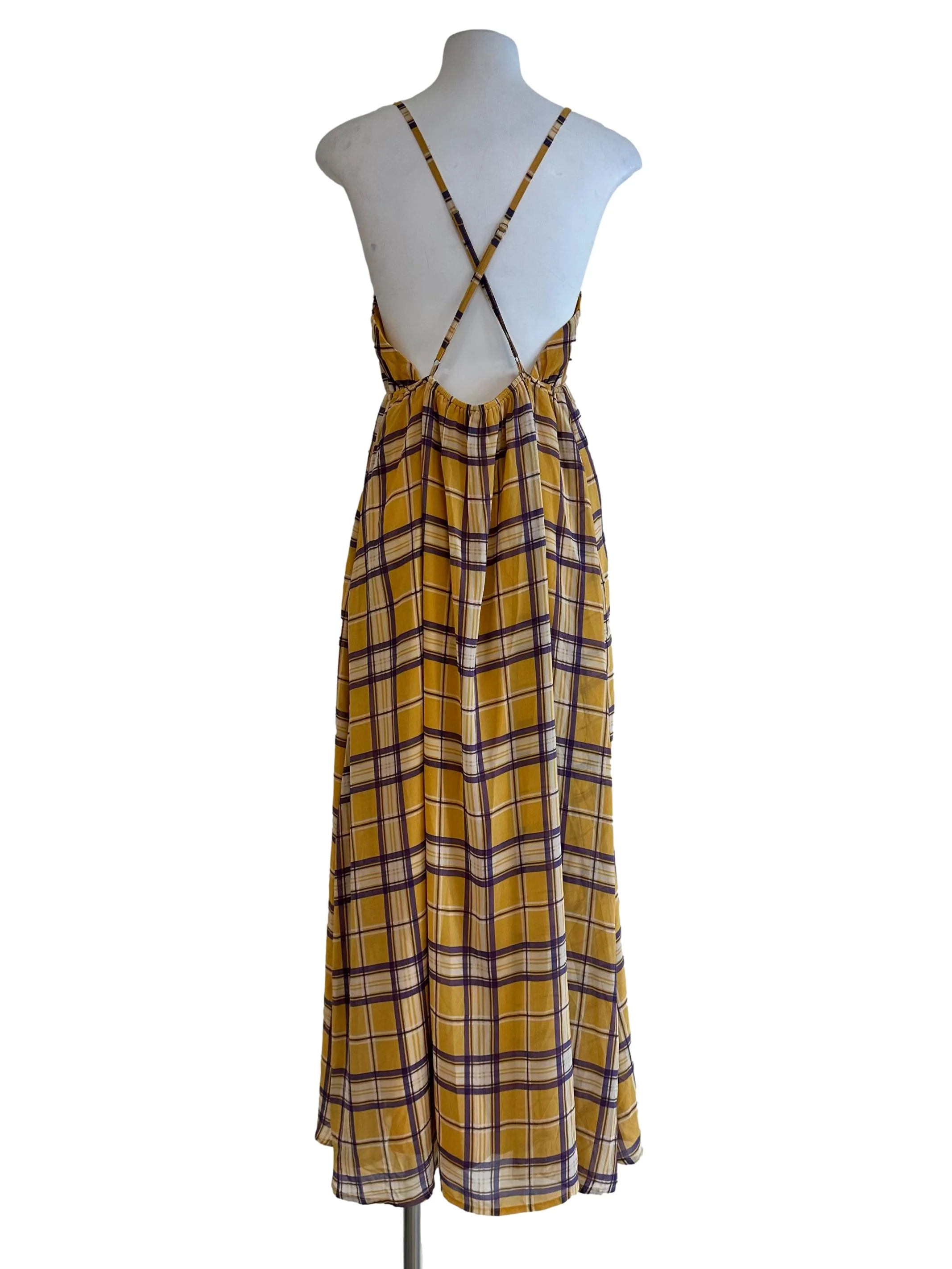Canary Yellow Check Halter Dress YHF - Image 2