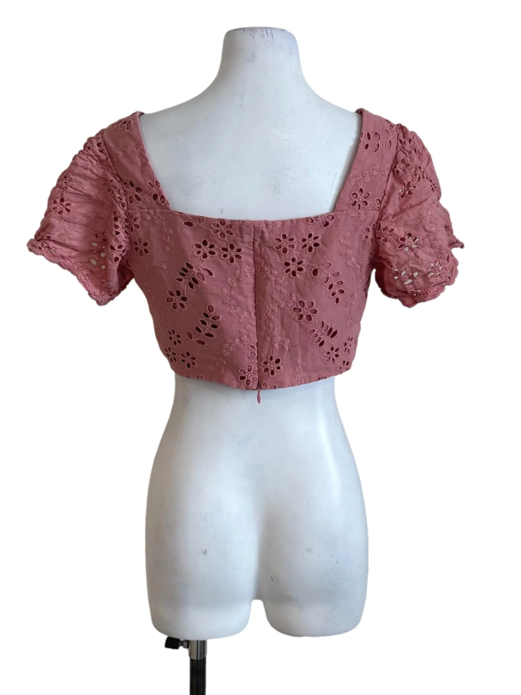 Candy Pink Eyelet Embroidery Top - Image 2