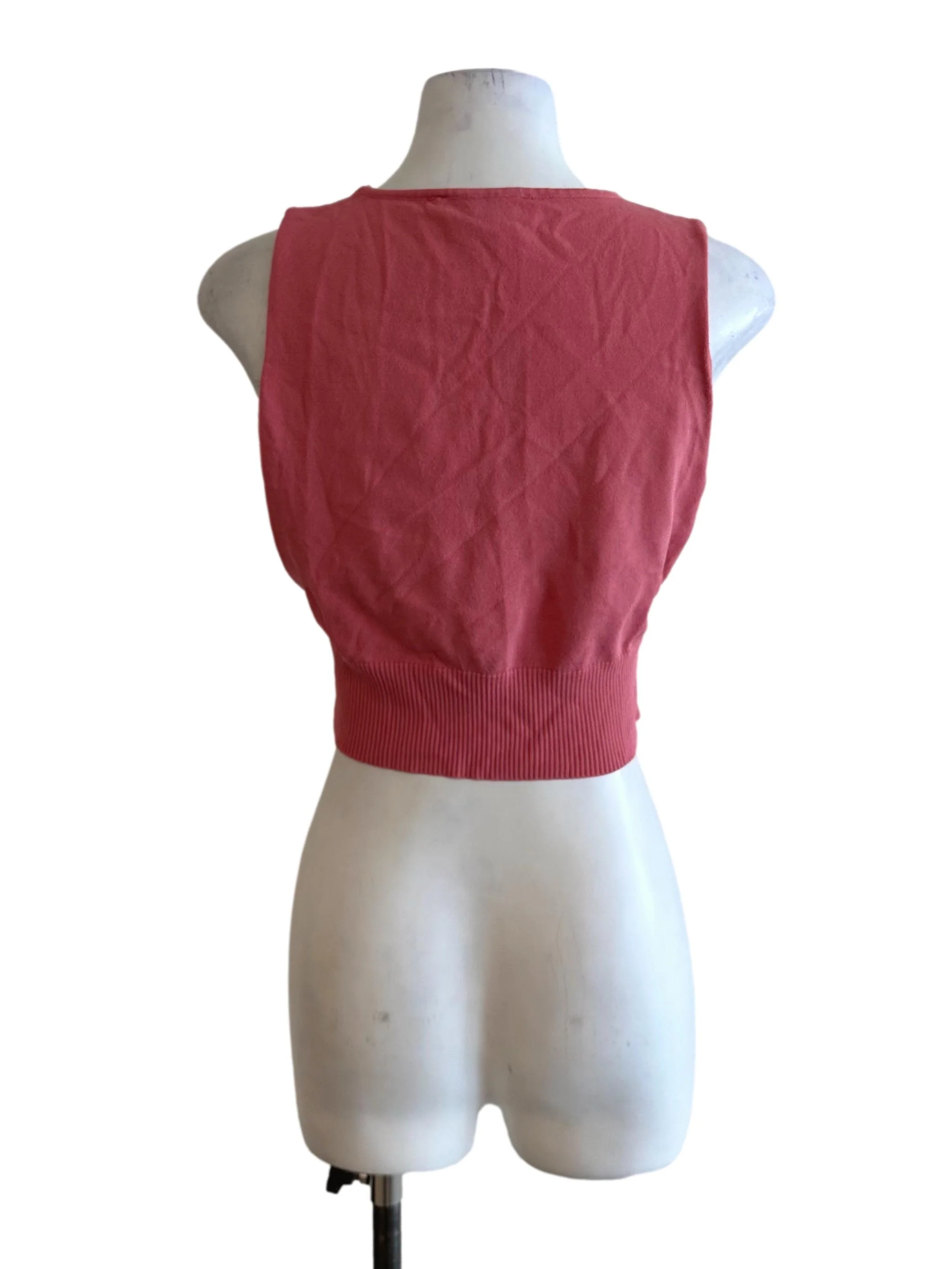 Candy Pink V Neck Knit Top LB - Image 2