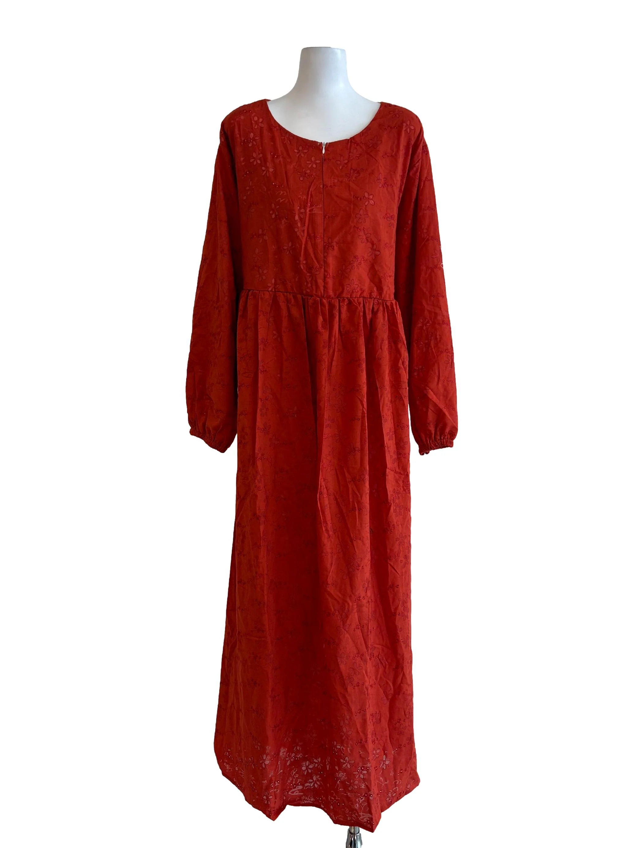 Candy Red Floral Eyelet Dress