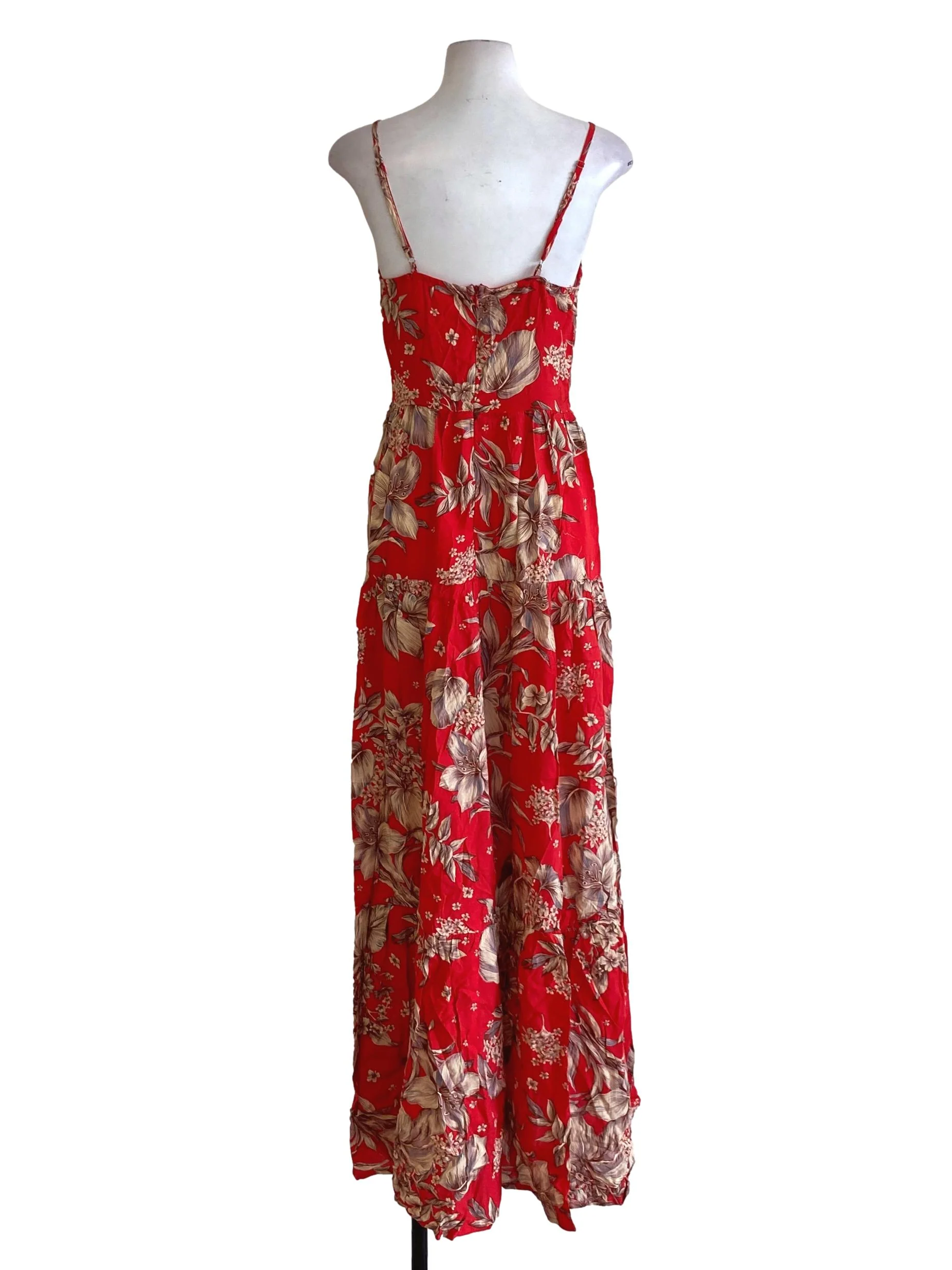 Candy Red Floral Spaghetti Strap Babydoll Dress - Image 2