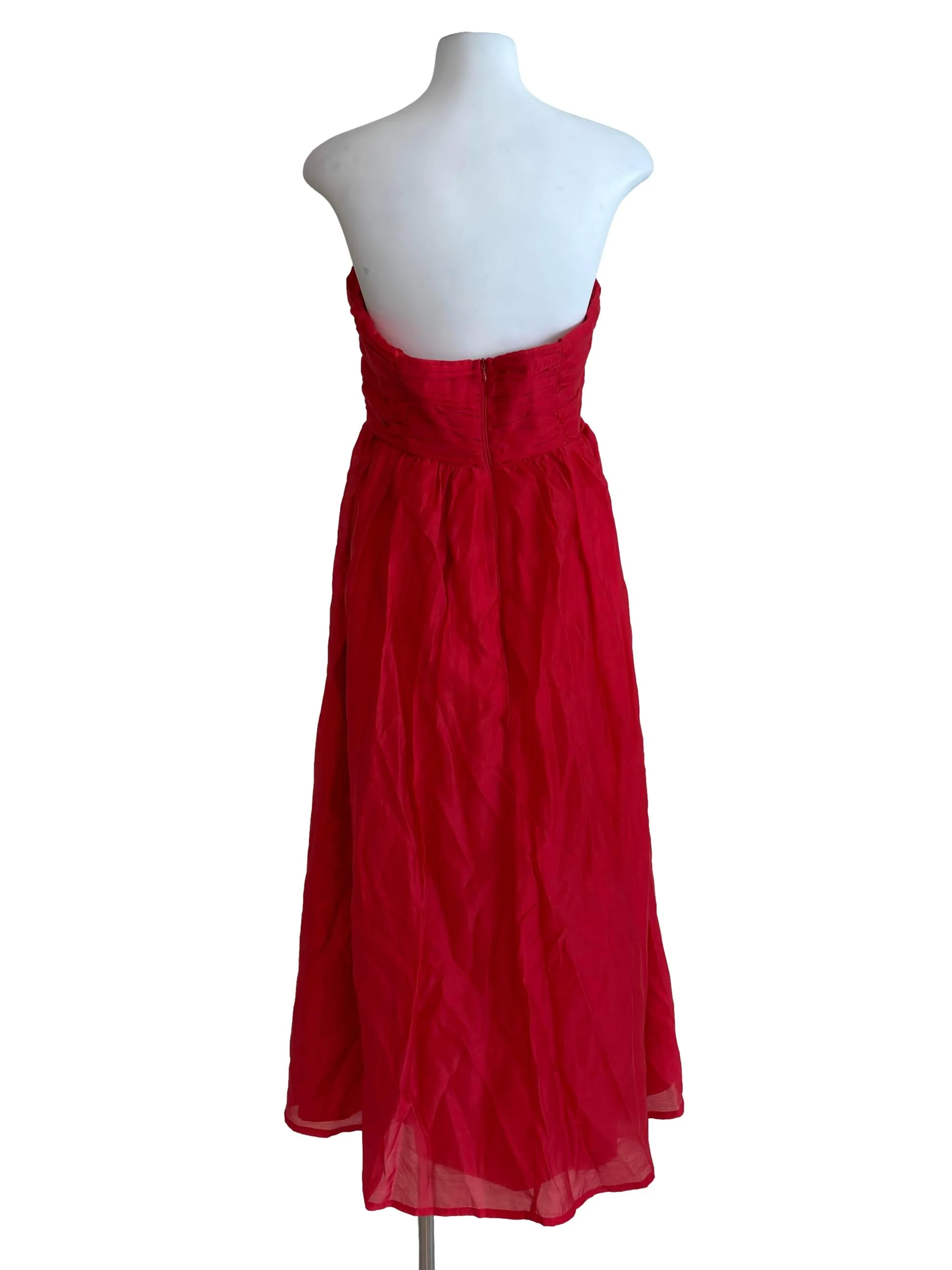 Candy Red Half Pleats Maxi Dress - Image 2