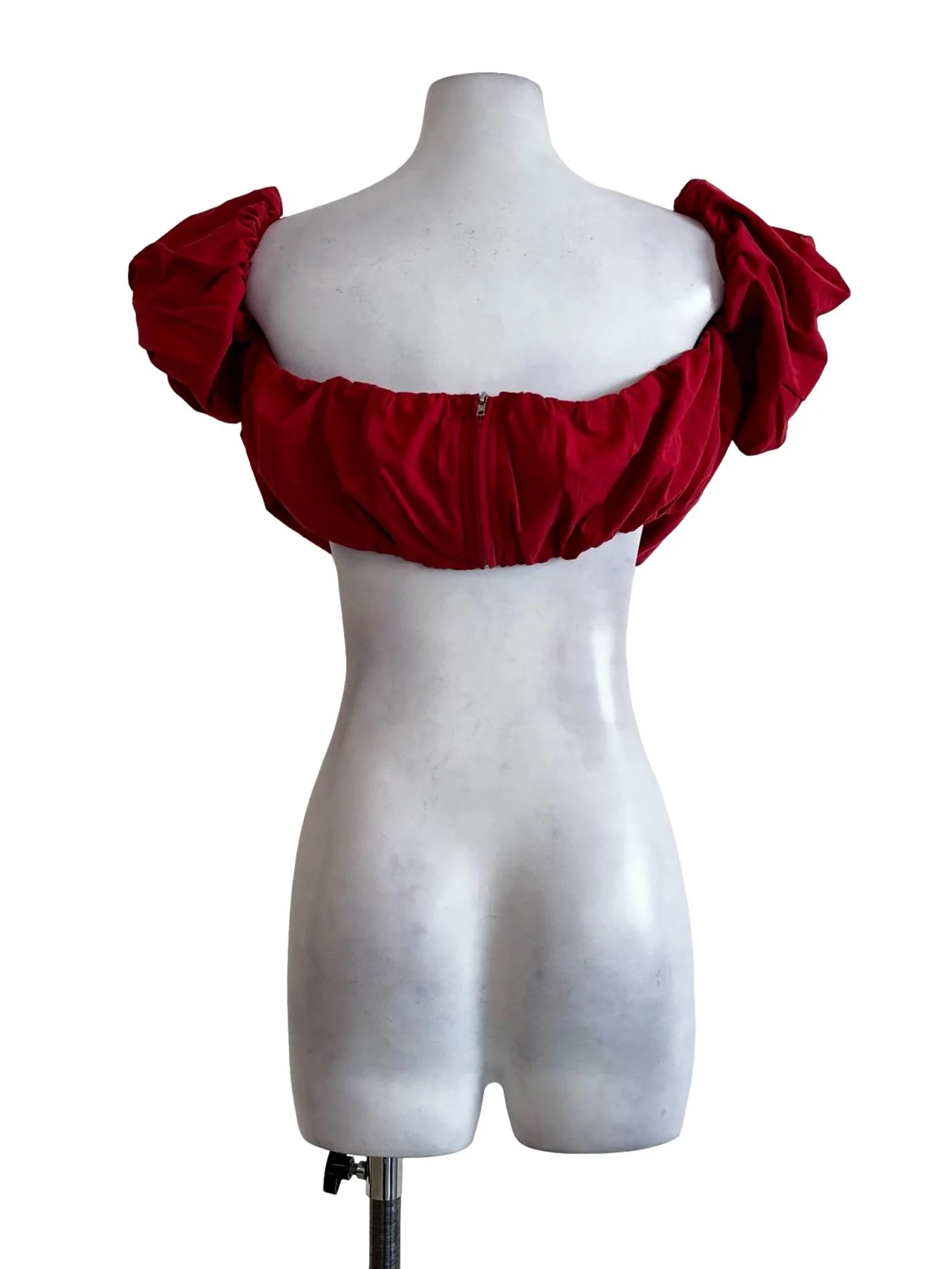 Candy Red Plain Crop Top - Image 2