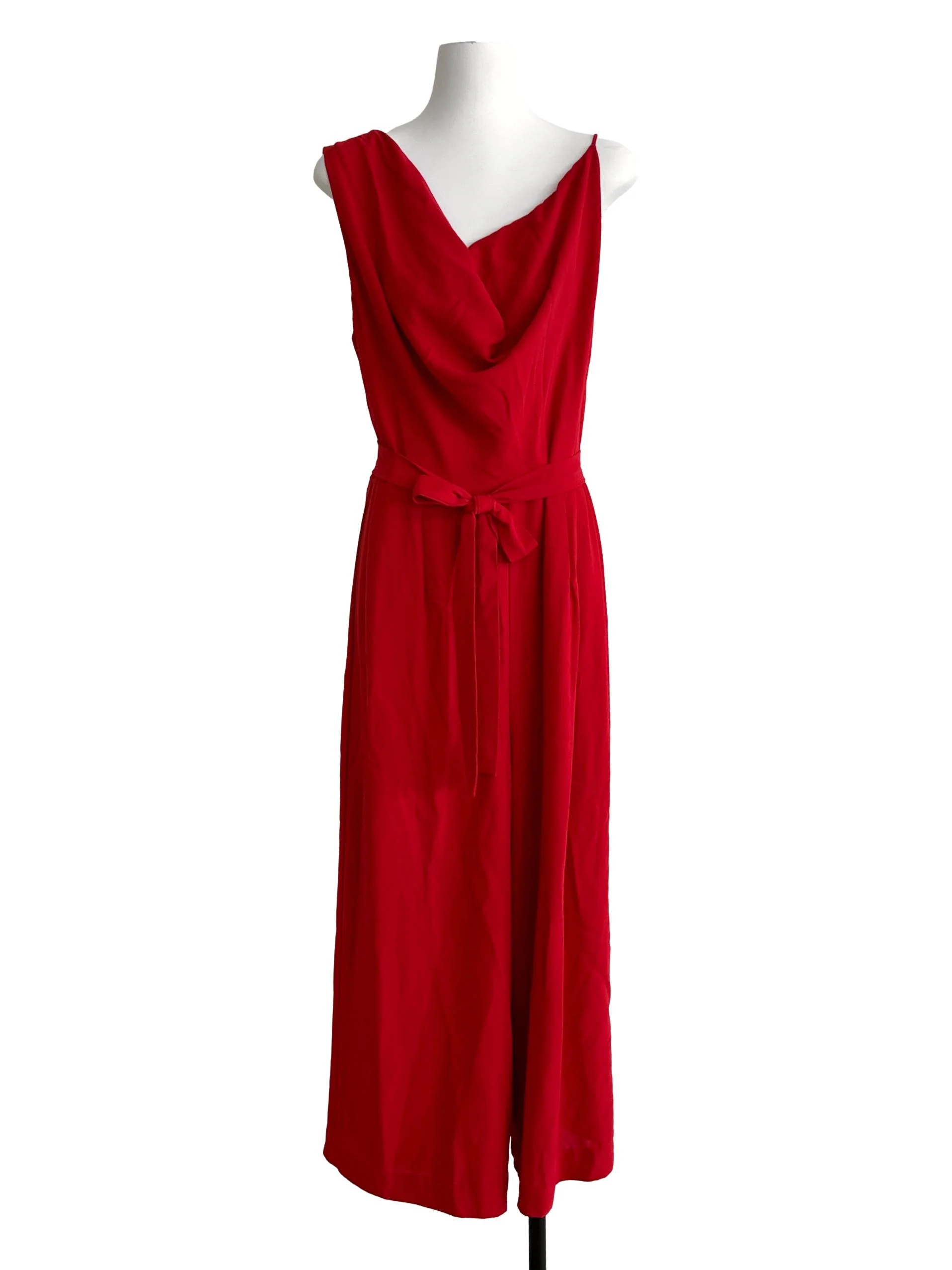 Candy Red Waist Tie Jumpsuits