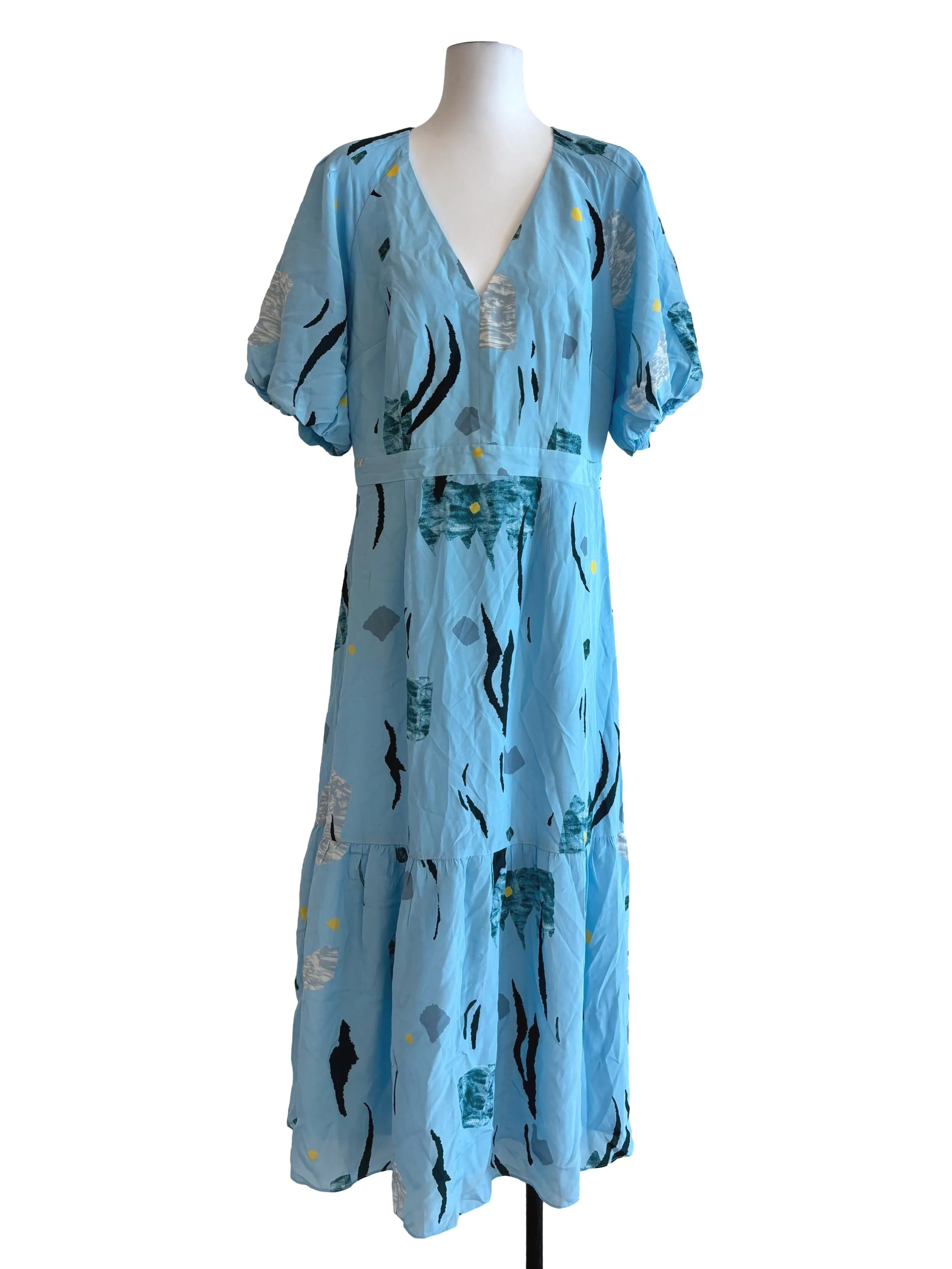Capri Blue Printed Tier Dress