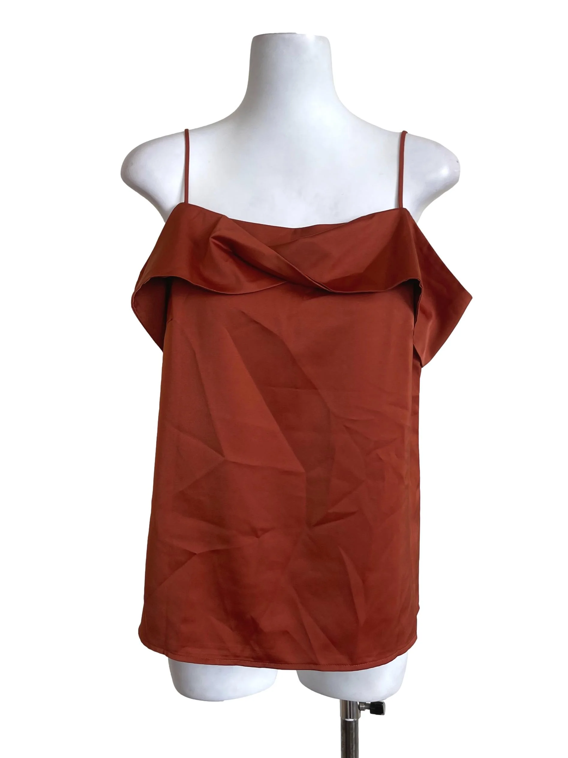 Caramel Satin Off Shoulder Top