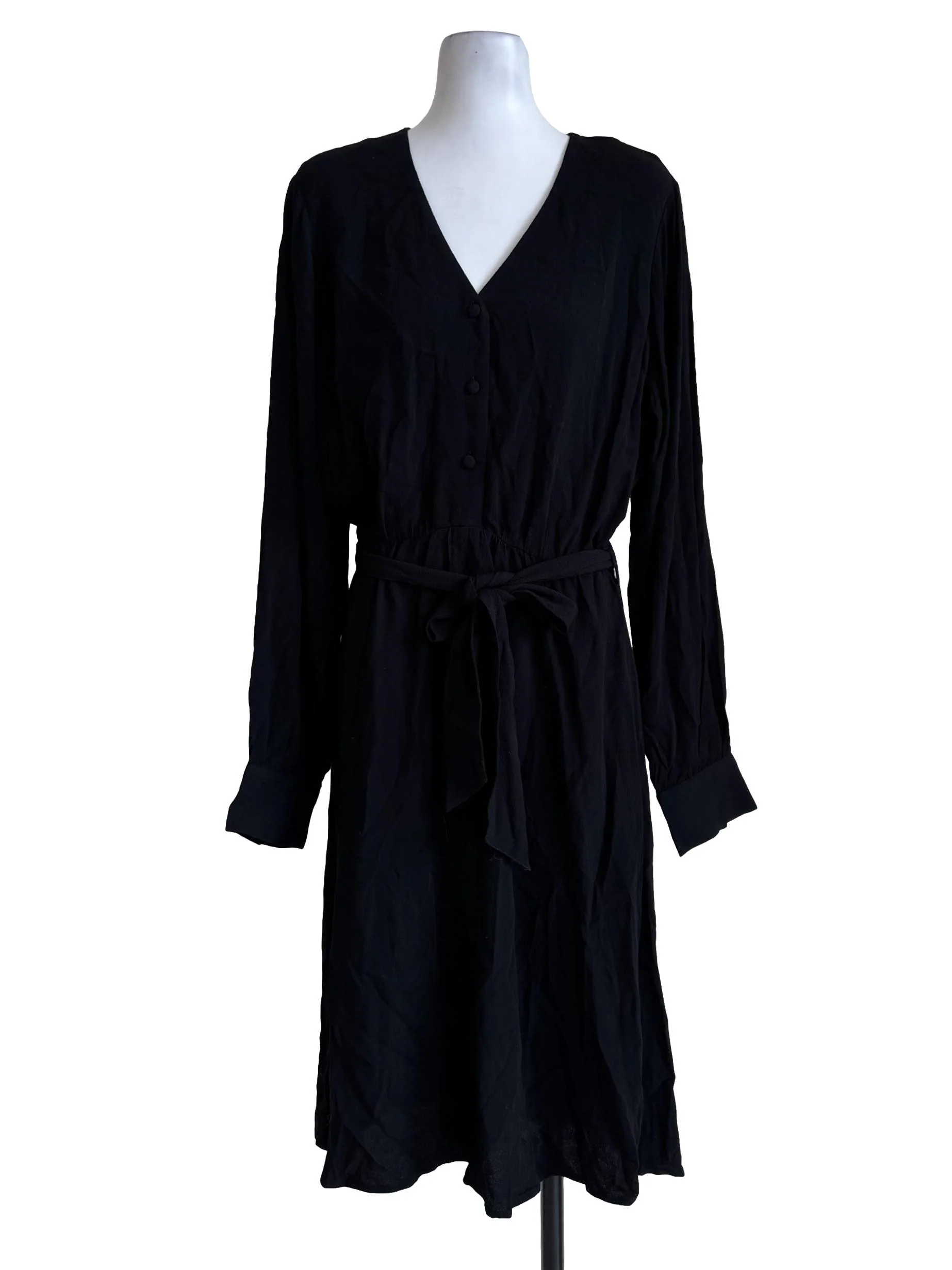 Carbon Black V Neck Dress