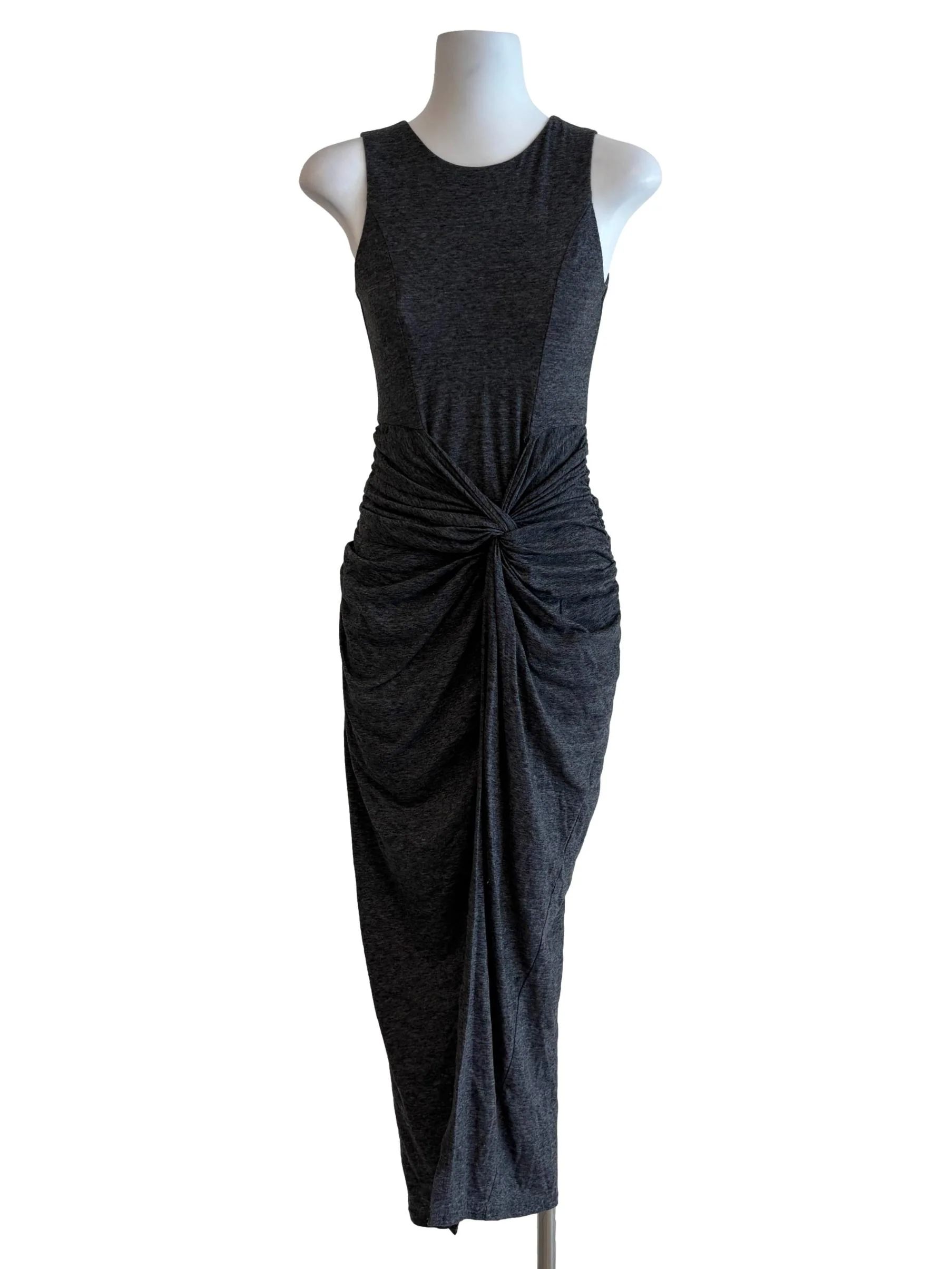 Carbon Grey Front Twist Sleeveless Dress
