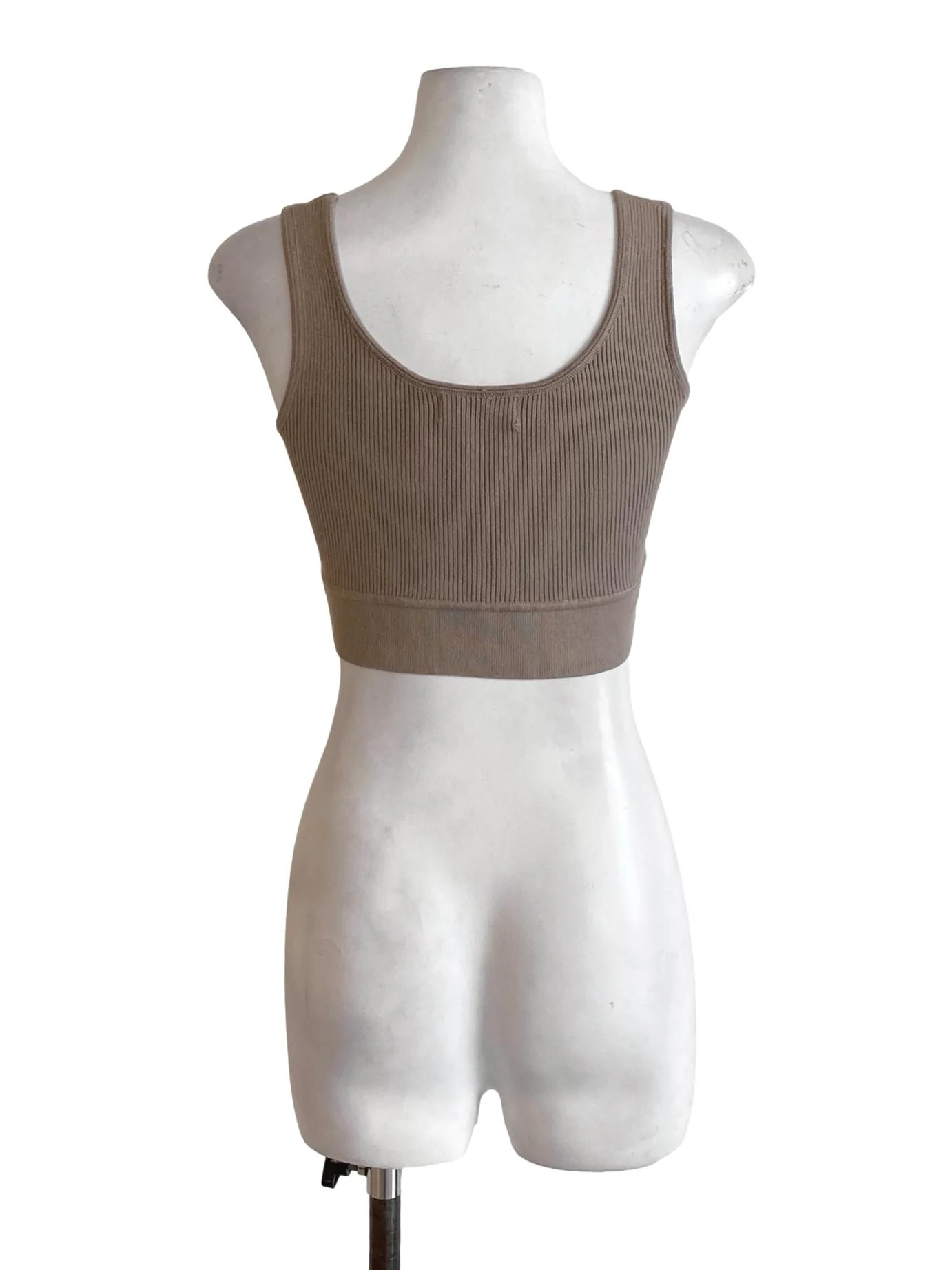 Cedar Brown Knitted Square Neck Cropped Top - Image 2