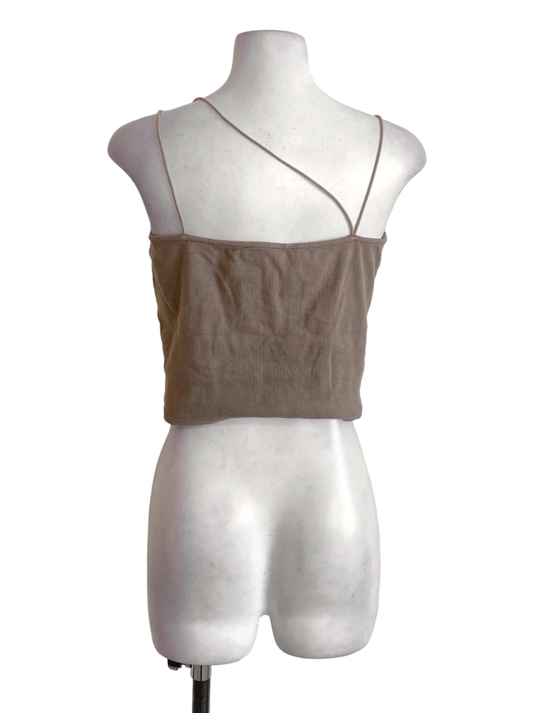 Cedar Brown Spaghetti Strap Stretchy Cropped Top - Image 2