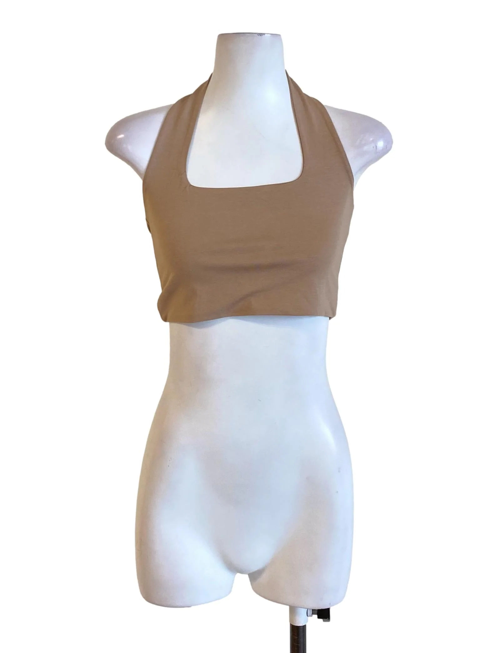 Cedar Brown Square Neck Halter Cropped Top