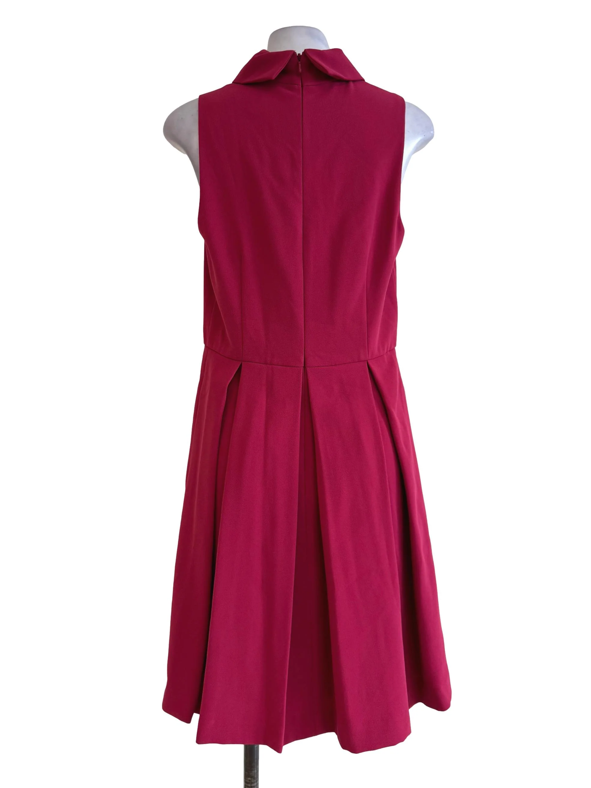Cerise Pink High Neck Sleeveless Empire Dress - Image 2