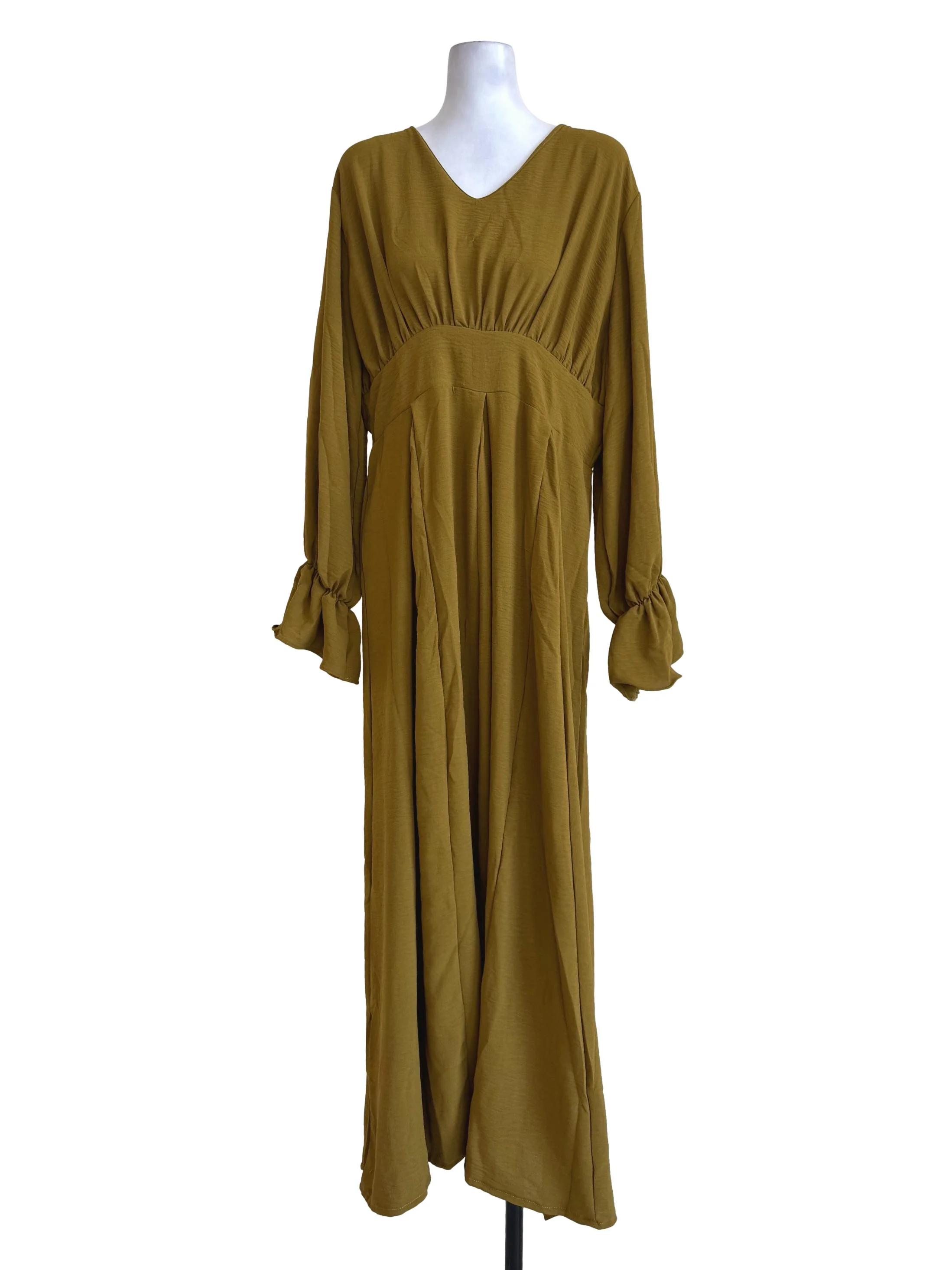 Chamois Green Long Sleeve Dress