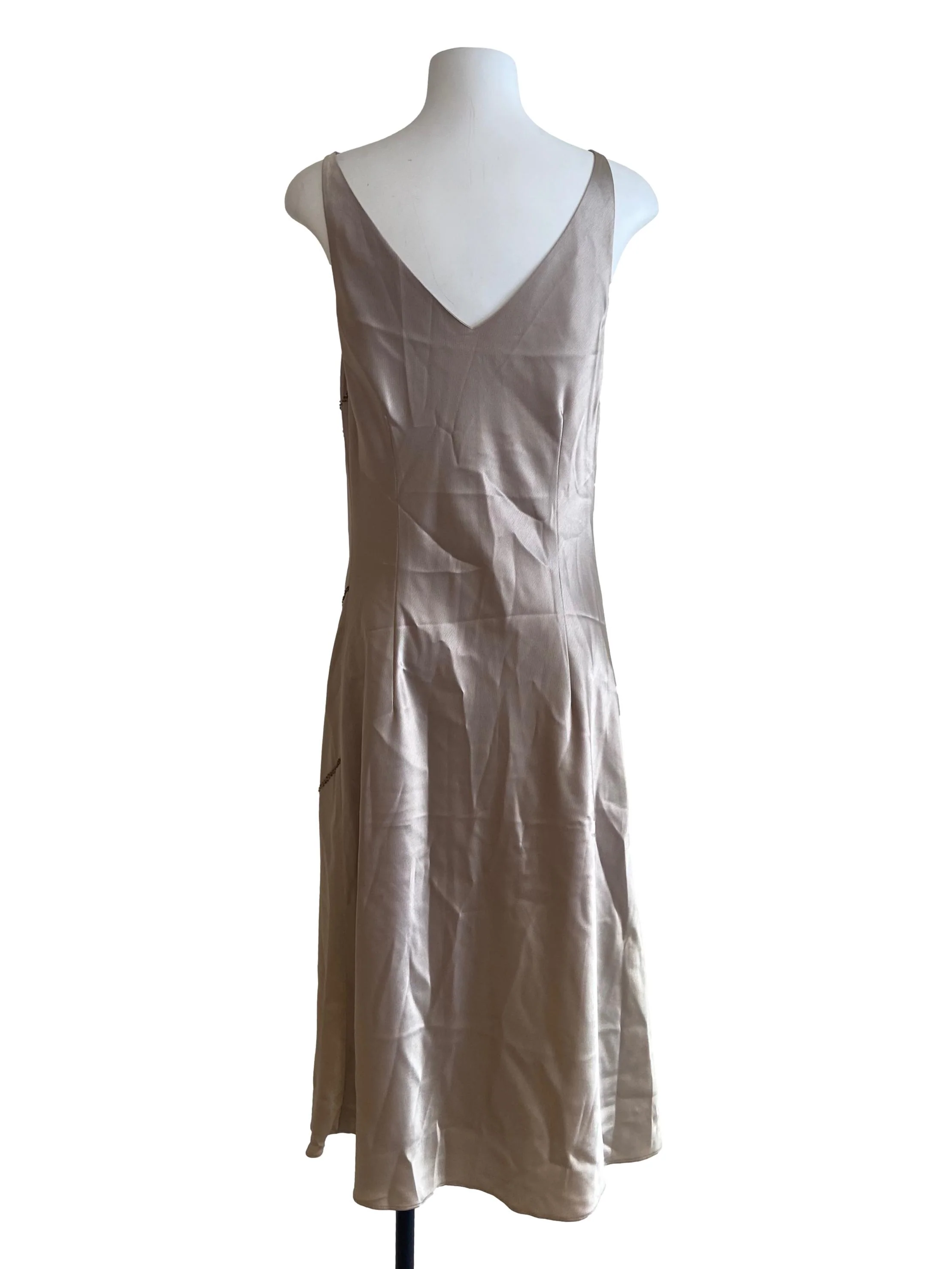 Champagne Beige Sleeveless Slip Dress - Image 2