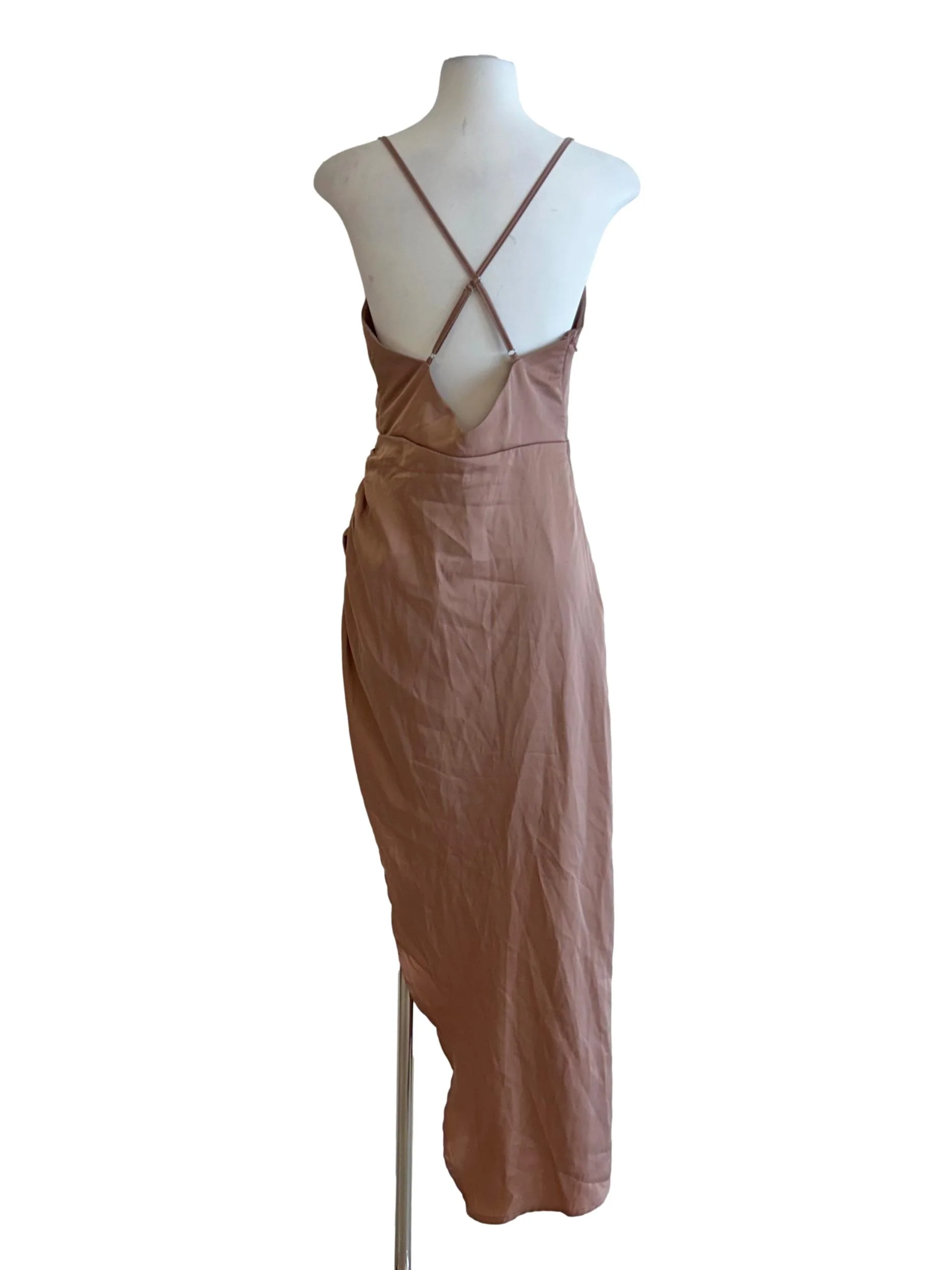 Champagne Pink Backless Slit Dress - Image 2