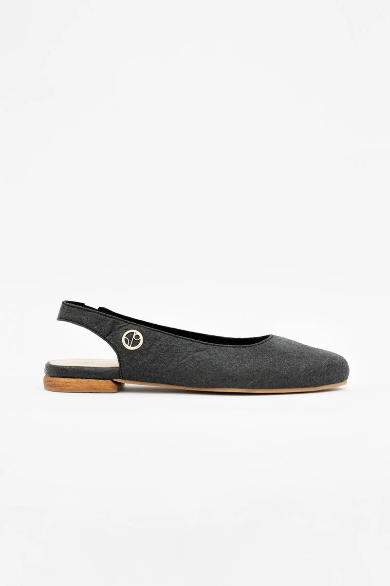 Charcoal Black Cannes Slingback Flat CSN
