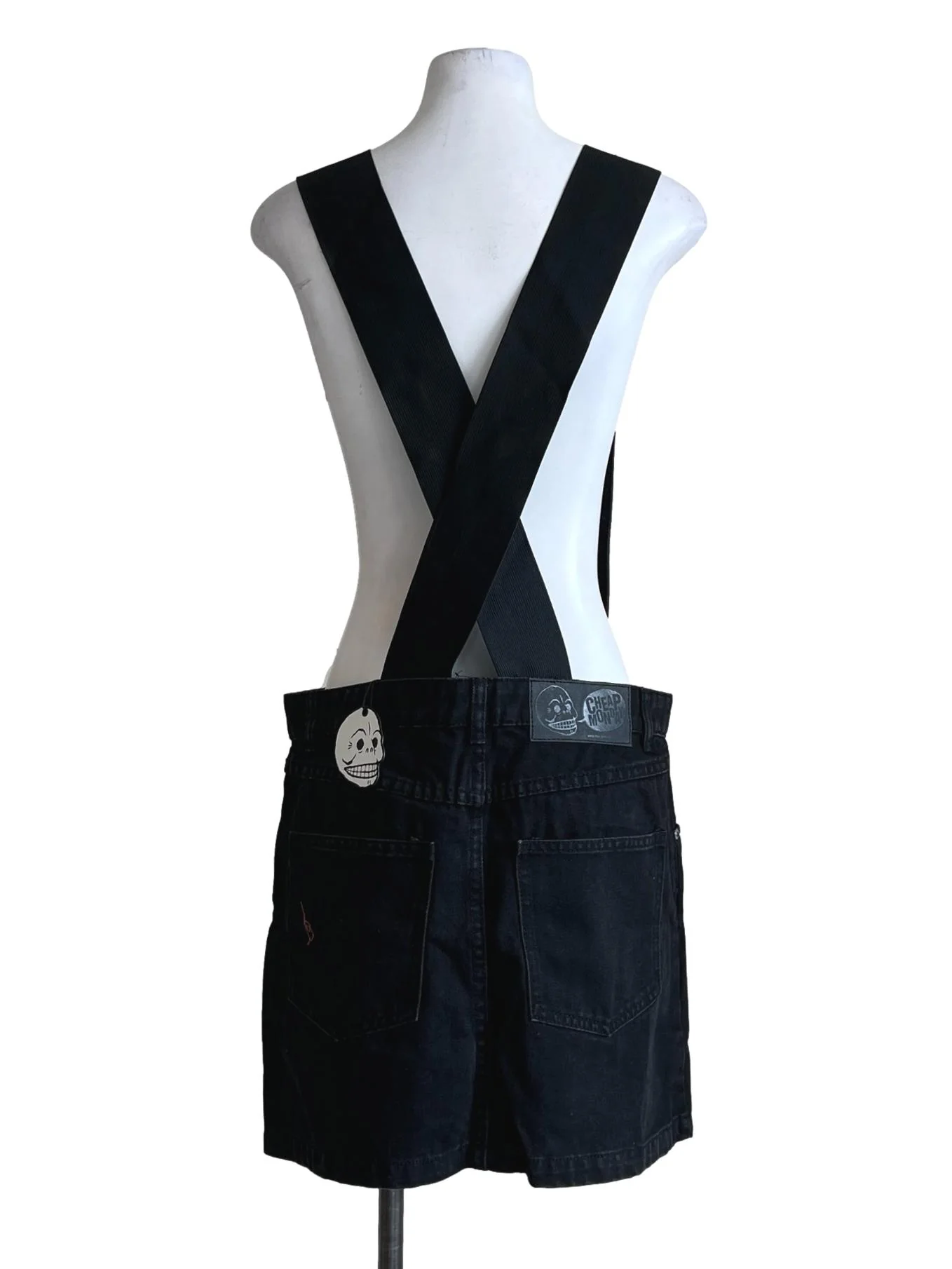 Charcoal Black Denim Apron Mini Dress - Image 2