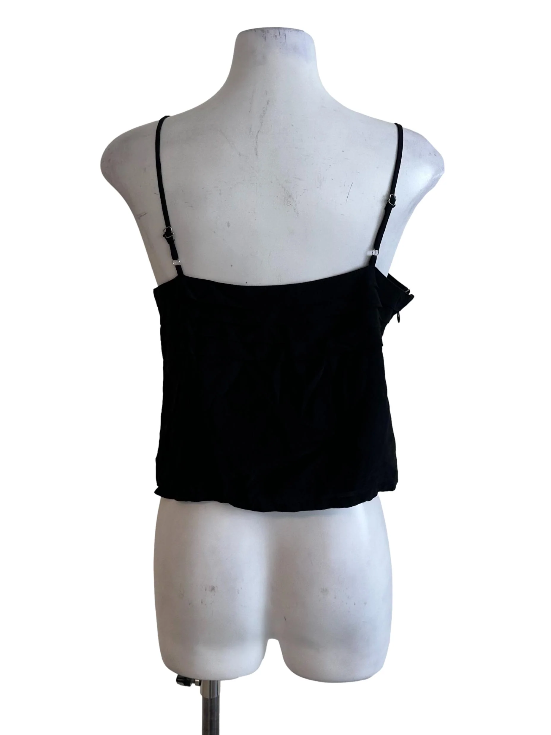 Charcoal Black Pleated Square Neck Top - Image 2