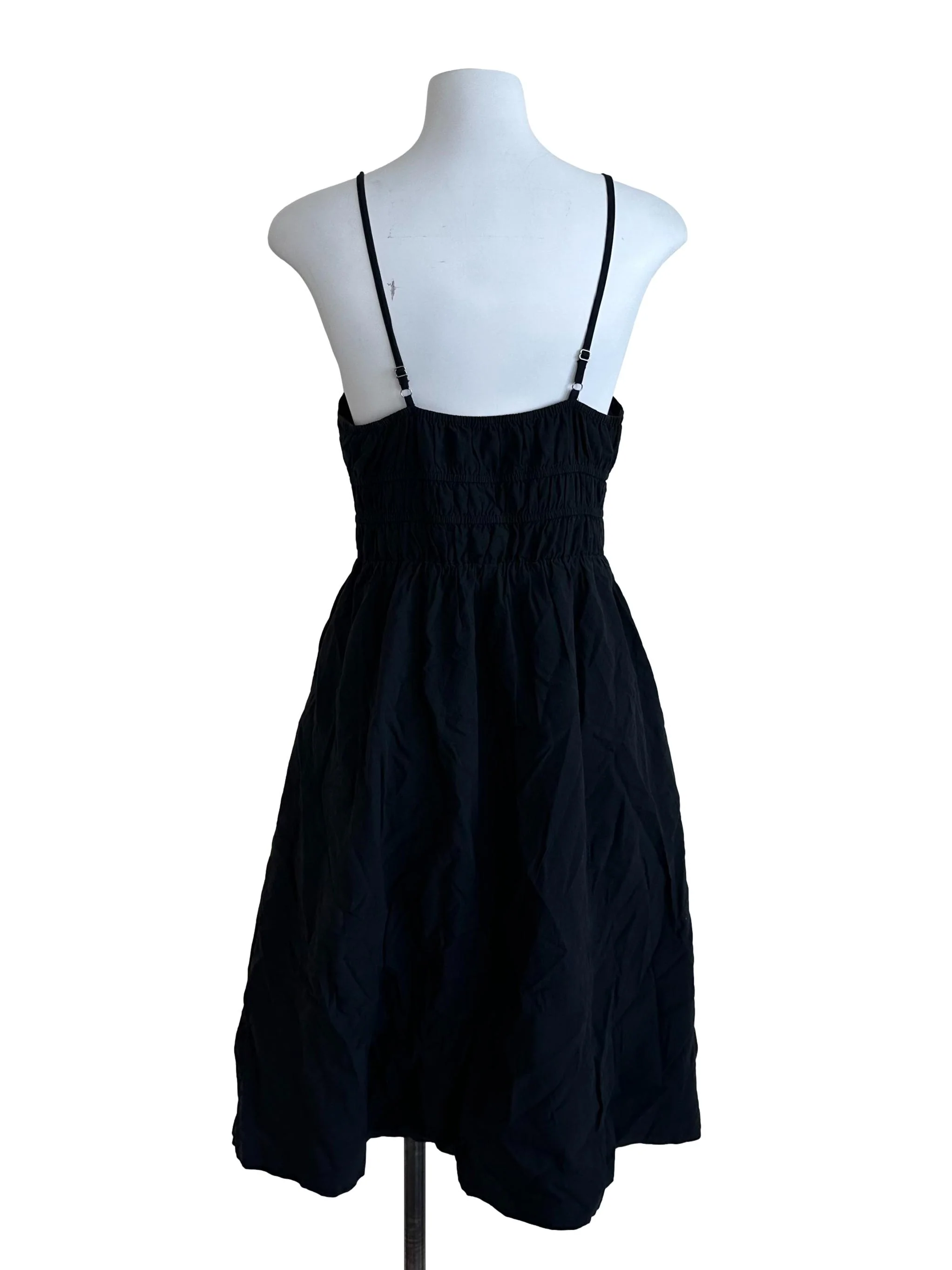 Charcoal Black Spaghetti Strap Ruched Dress - Image 2