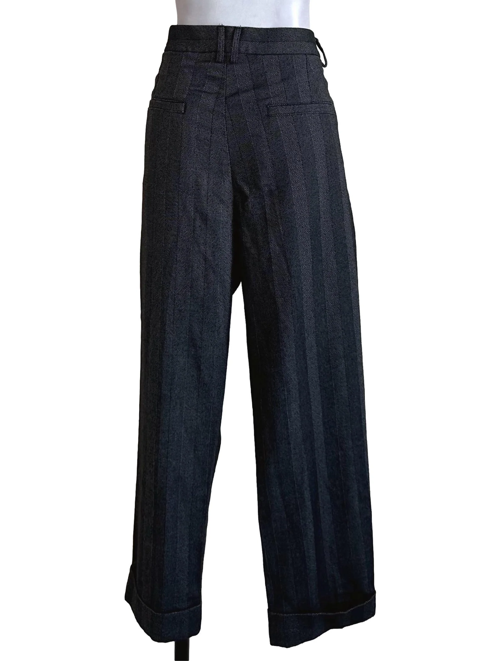 Charcoal Black Stripe Pattern Pants - Image 2