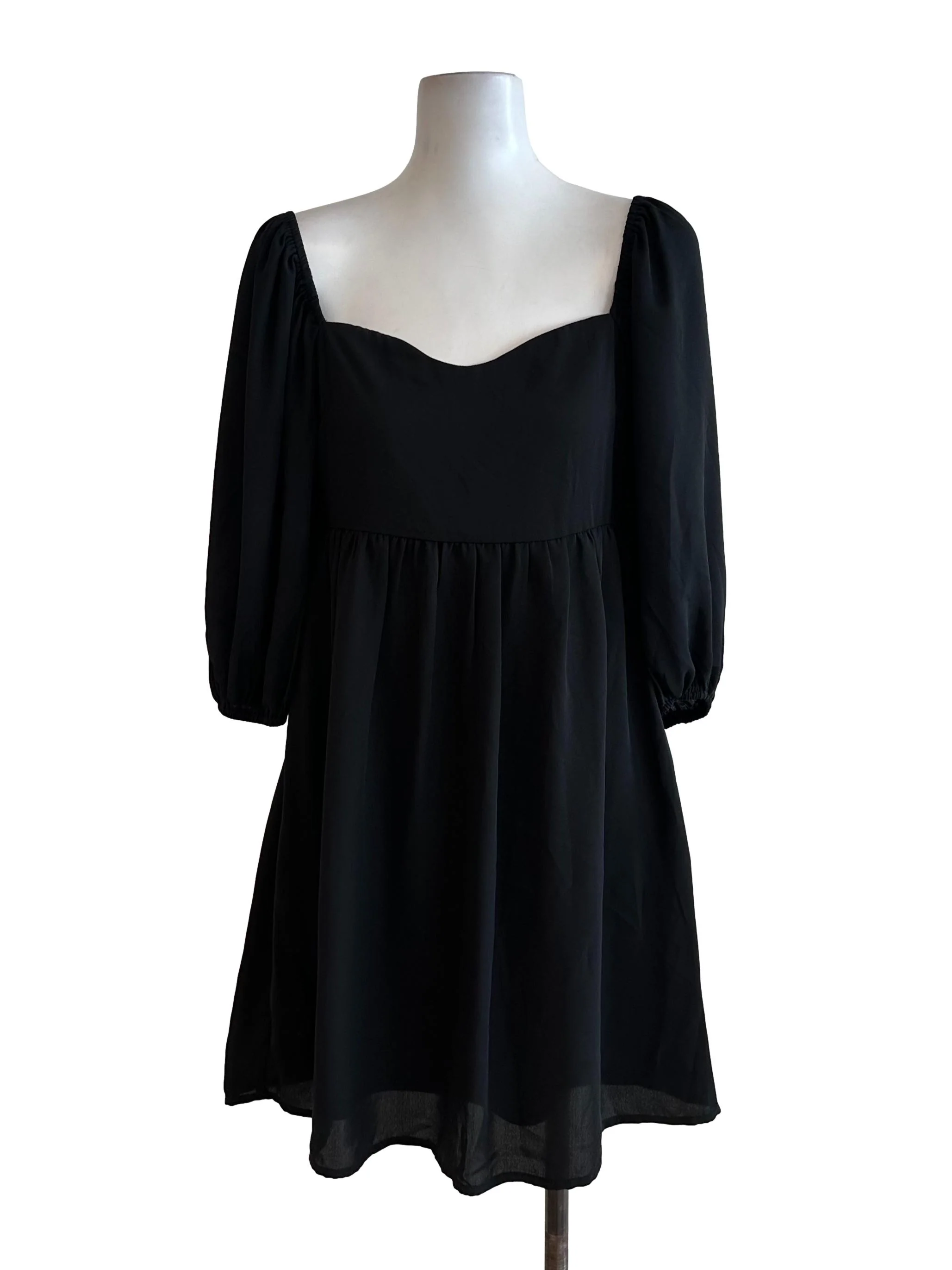 Charcoal Black Sweetheart Long Sleeve Dress