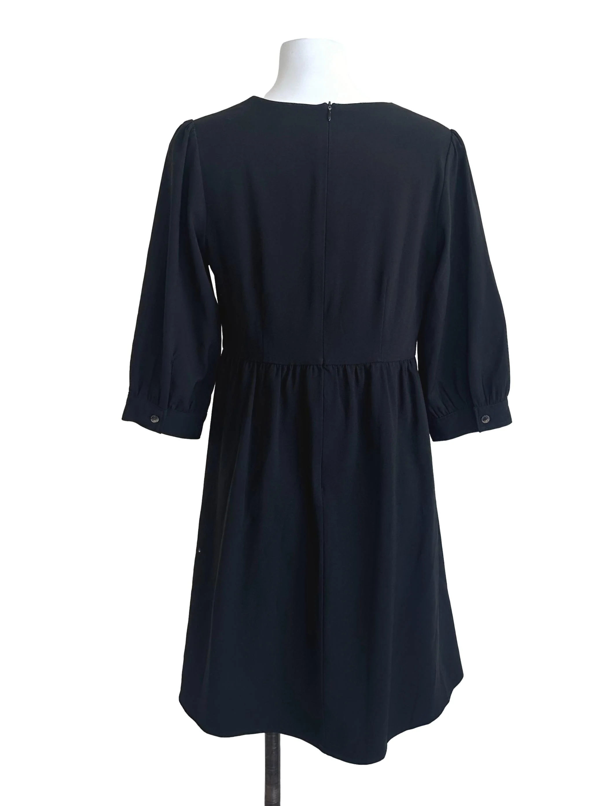 Charcoal Black V Neck Button Dress - Image 2