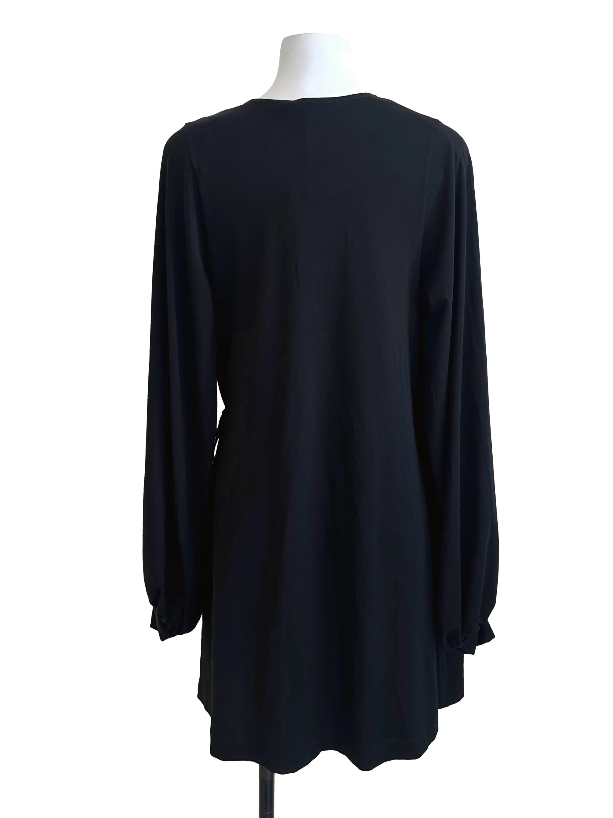 Charcoal Black V Neck Wrap Dress - Image 2
