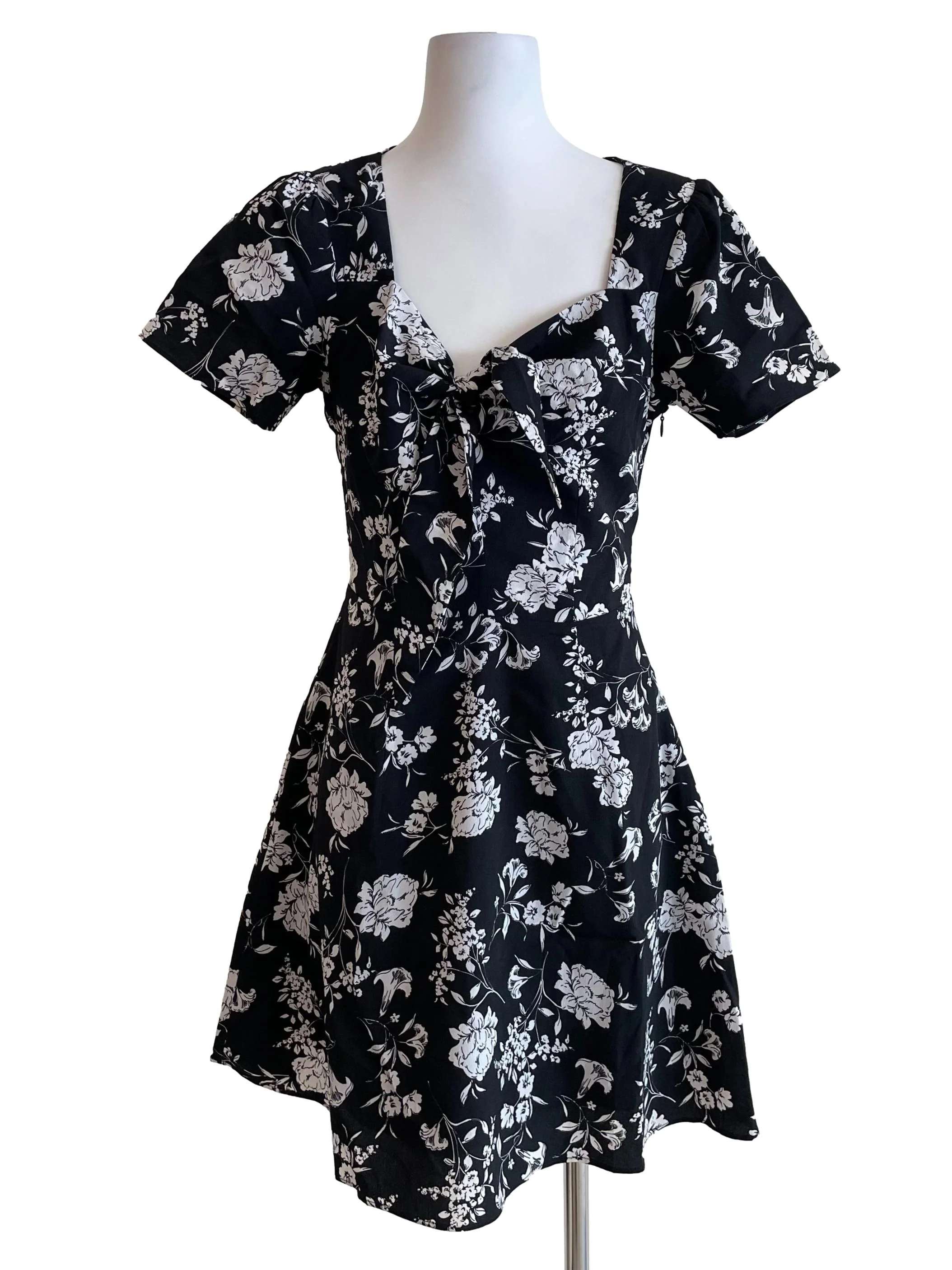 Charcoal Floral Sweetheart Dress